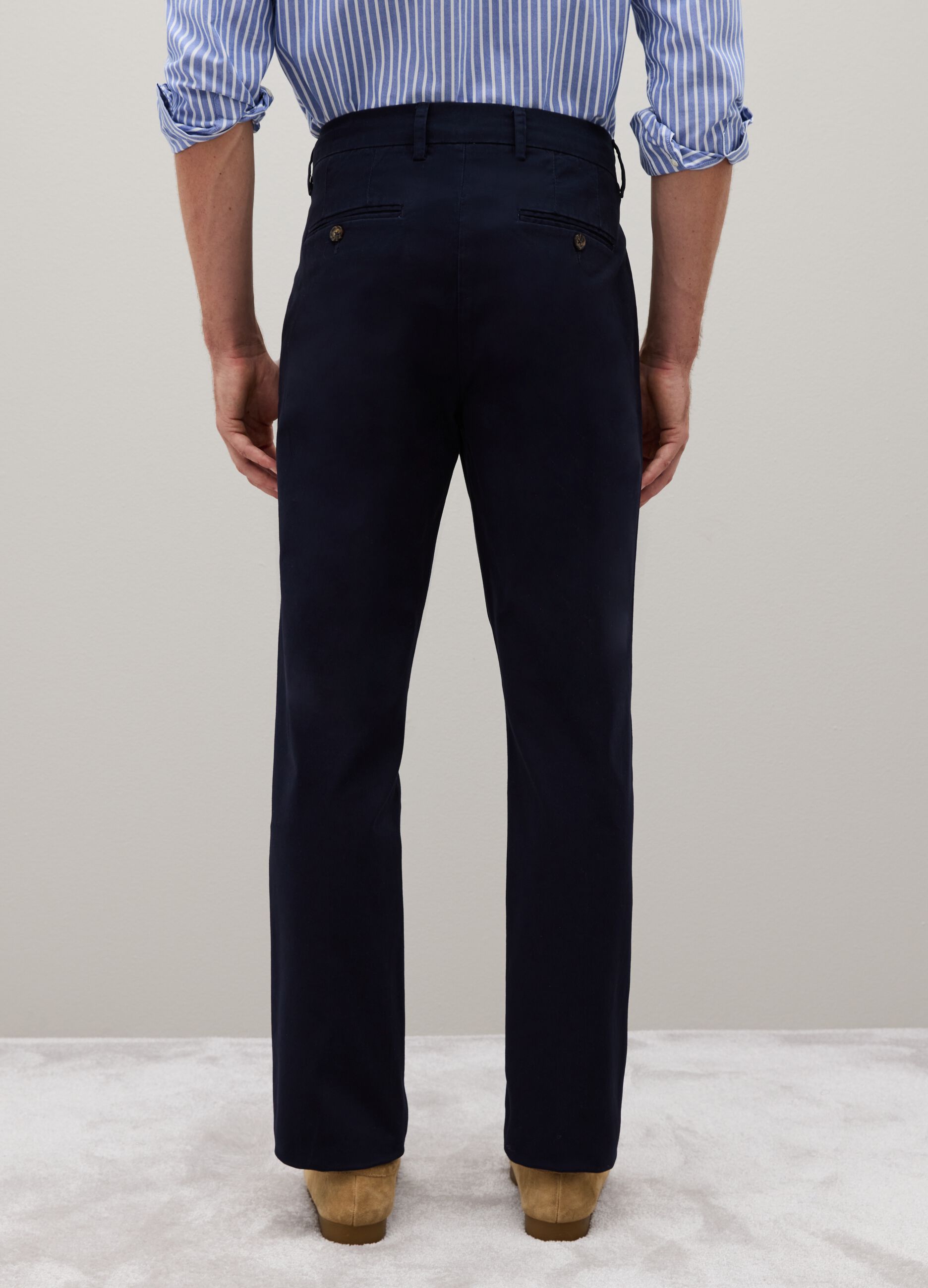 Blue stretch cotton regular fit trousers