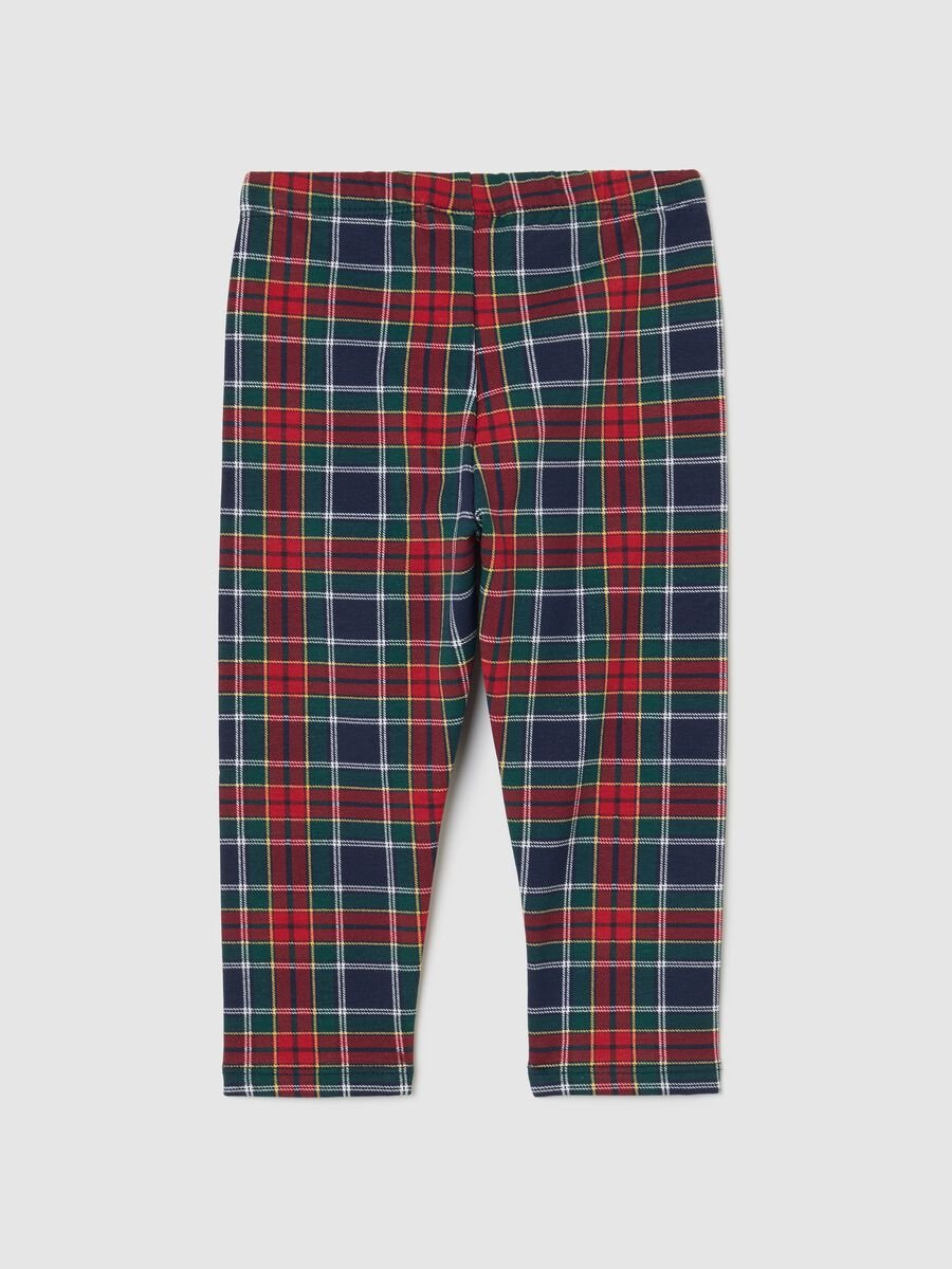 Multicolour check skinny leggings for girls in stretch cotton_1