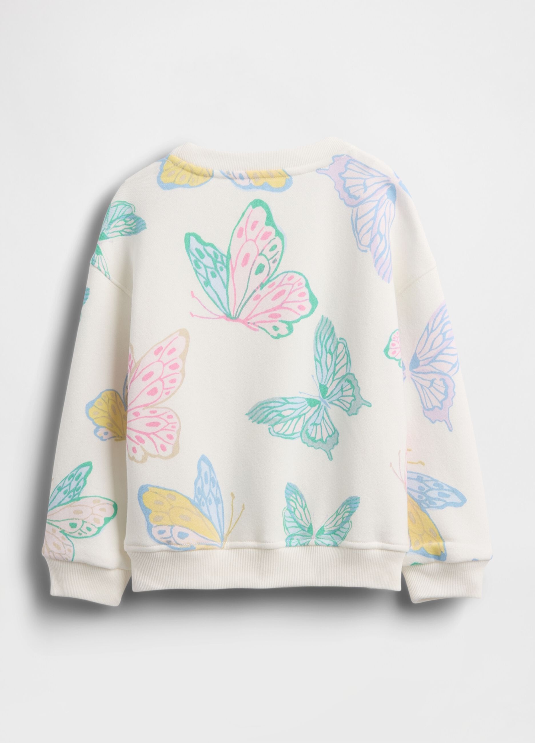 Multicolour cotton blend sweatshirt for baby girls with butterfly regular fit