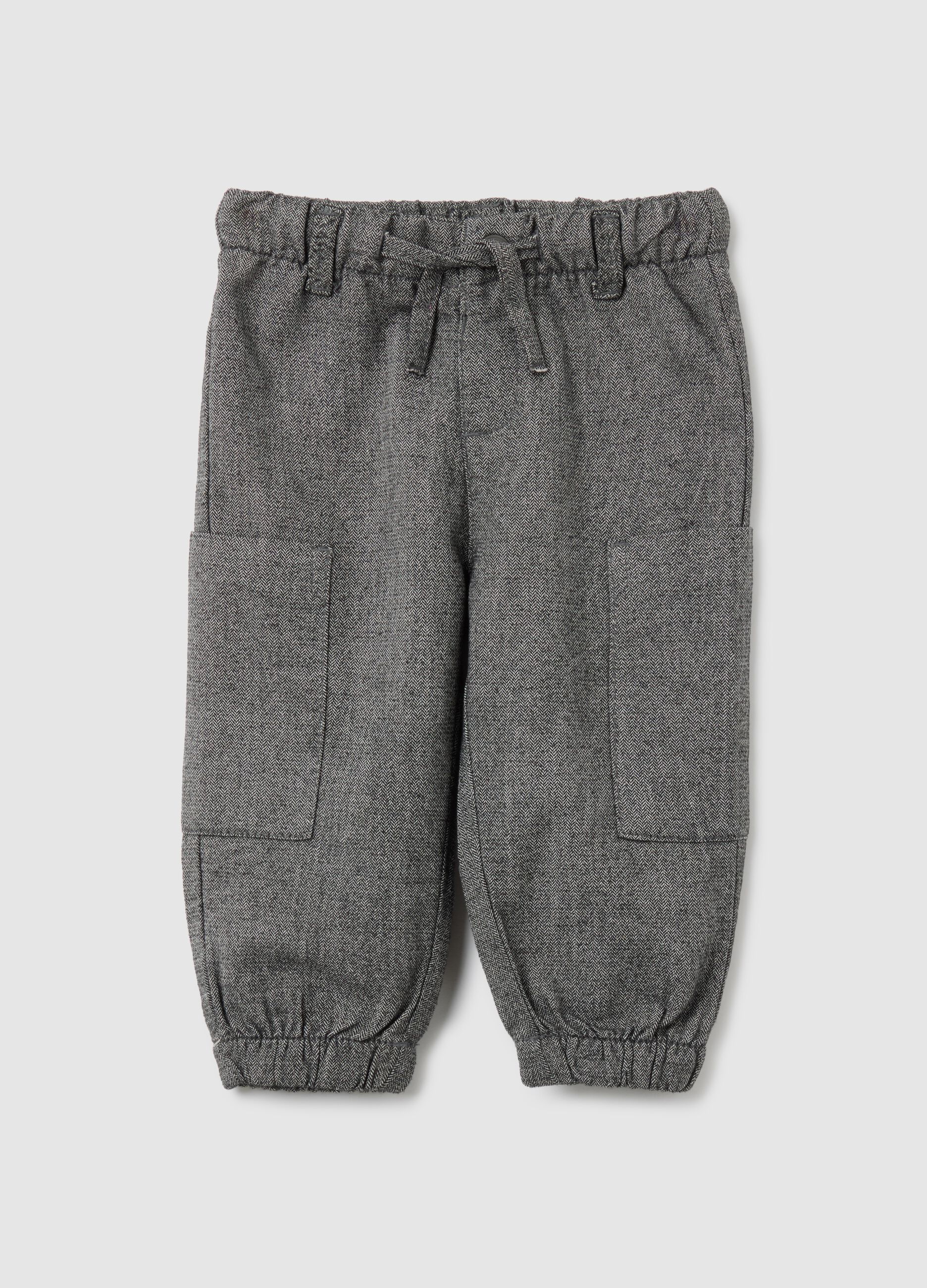 Grey regular fit baby trousers in cotton blend