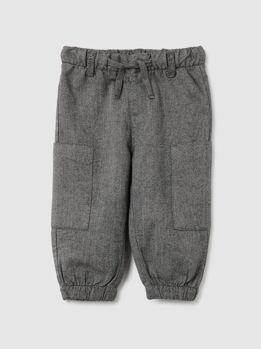 Pantaloni da neonato in misto cotone grigi regular fit_0