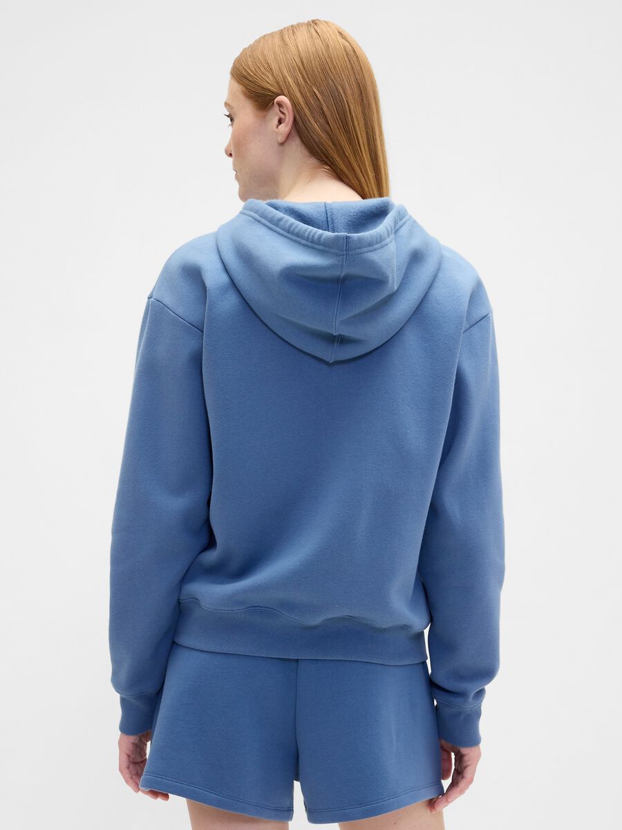 Felpa blu con cappuccio e zip_2