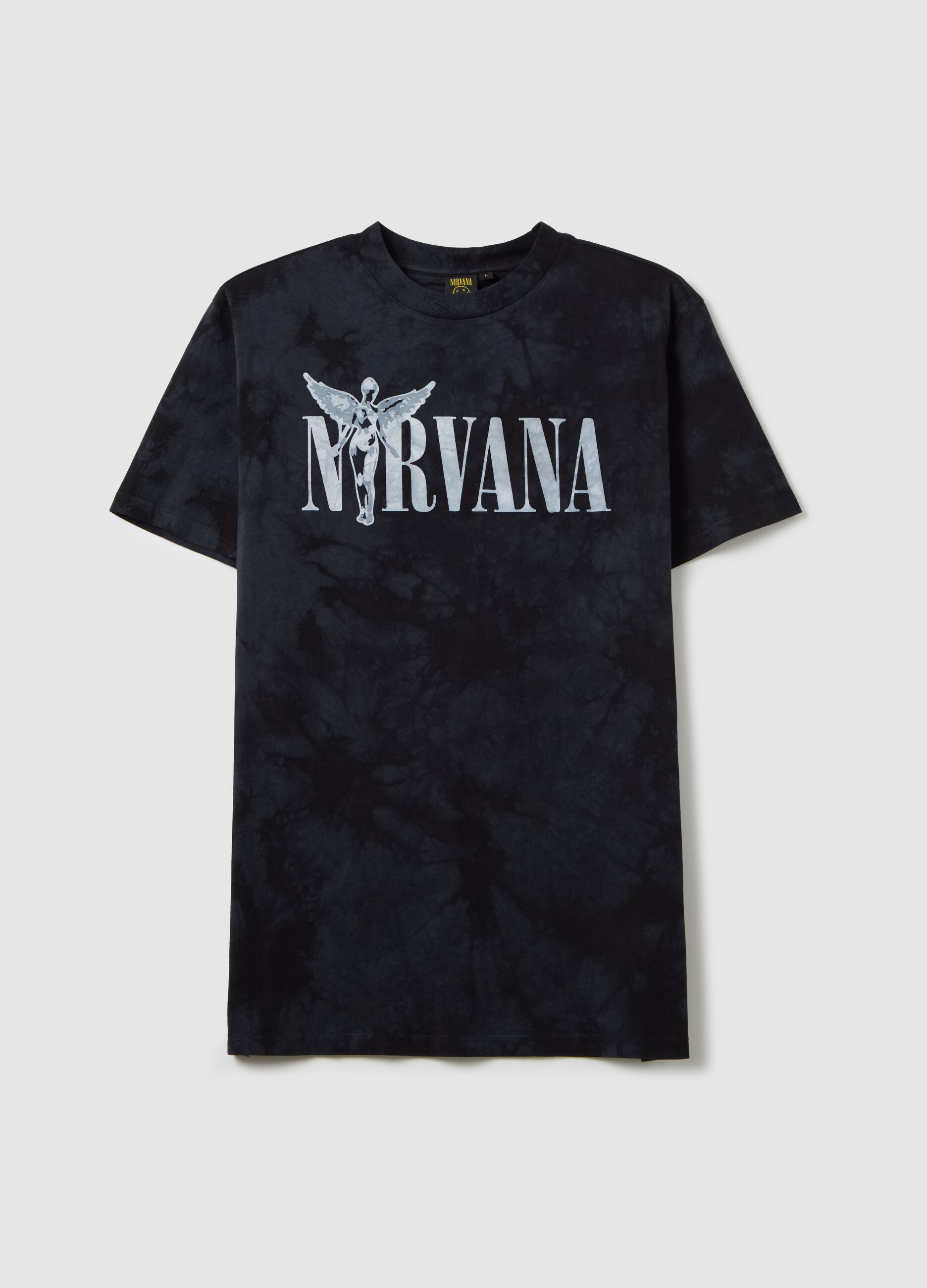 Acid wash T-shirt with Nirvana print