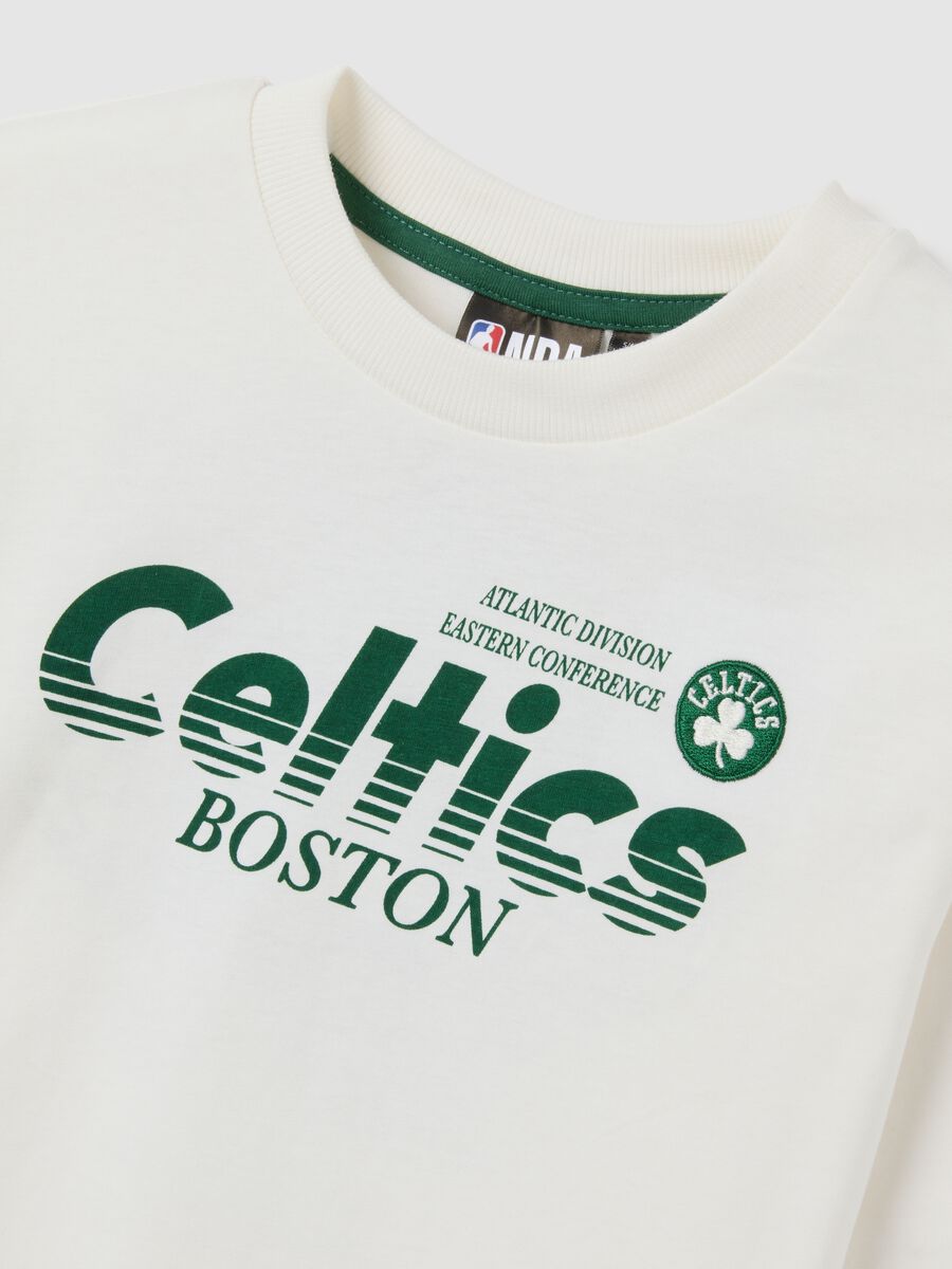 Maglietta da bambino in puro cotone bianca con logo Celtics_1
