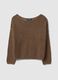 Brown cotton-blend oversized fit net texture jumper_4