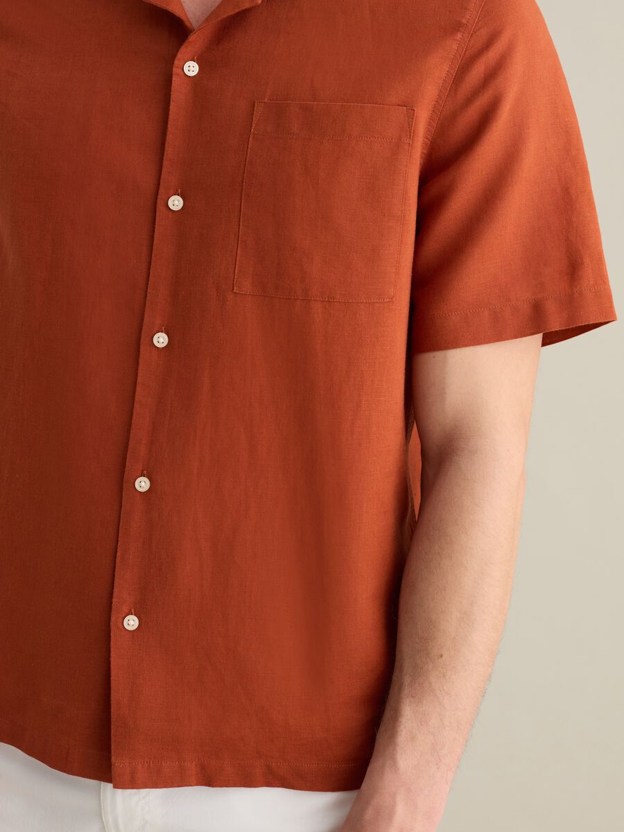 Orange Casual Shirt in Linen and Cotton Blend_2