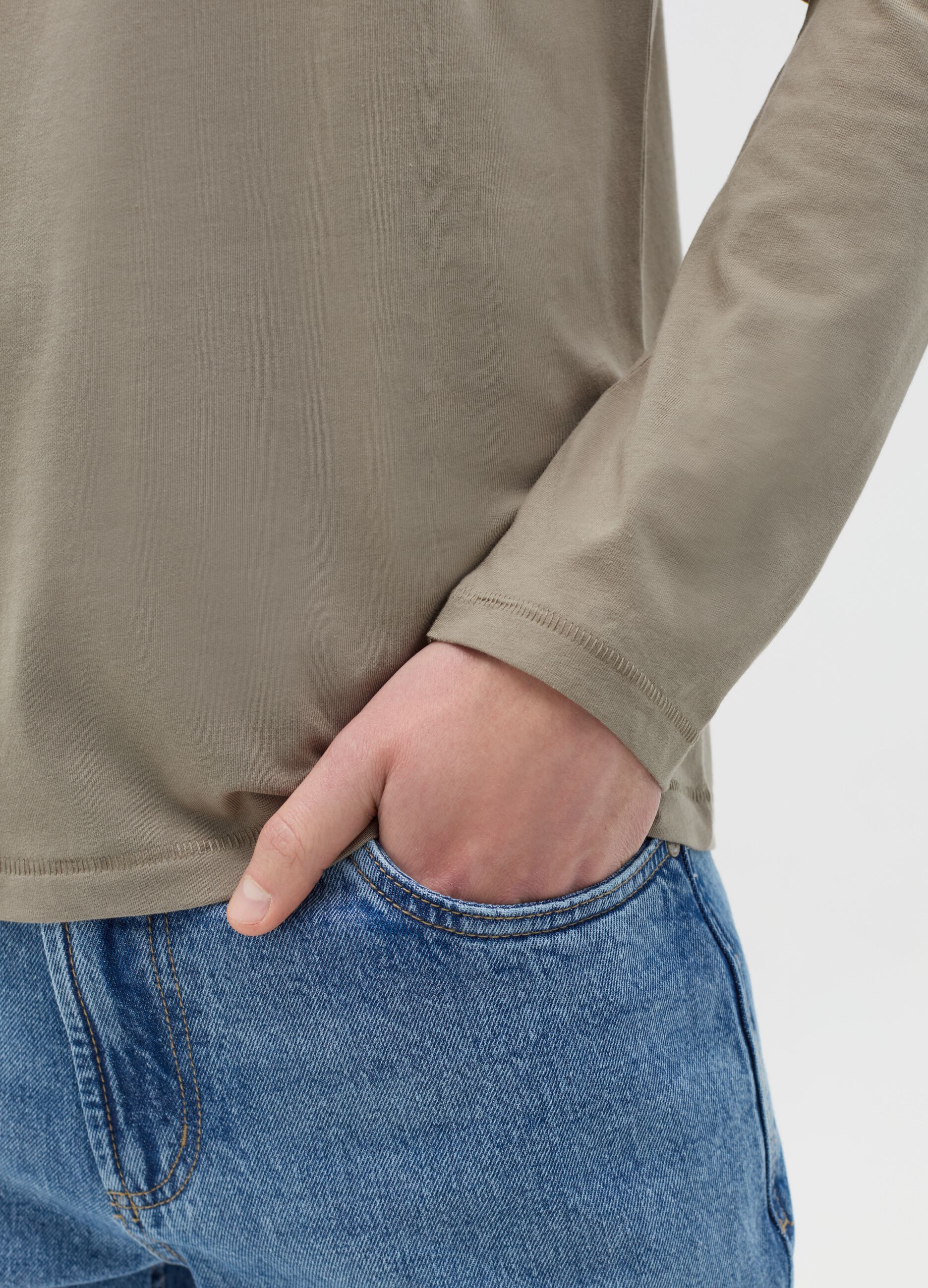 Long-sleeved T-shirt in stretch cotton