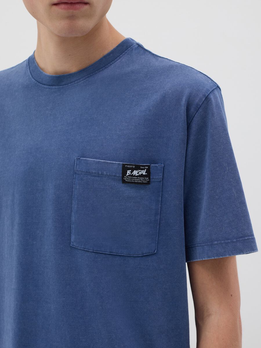 Men's Blue Crew Neck Cotton T-Shirt_3