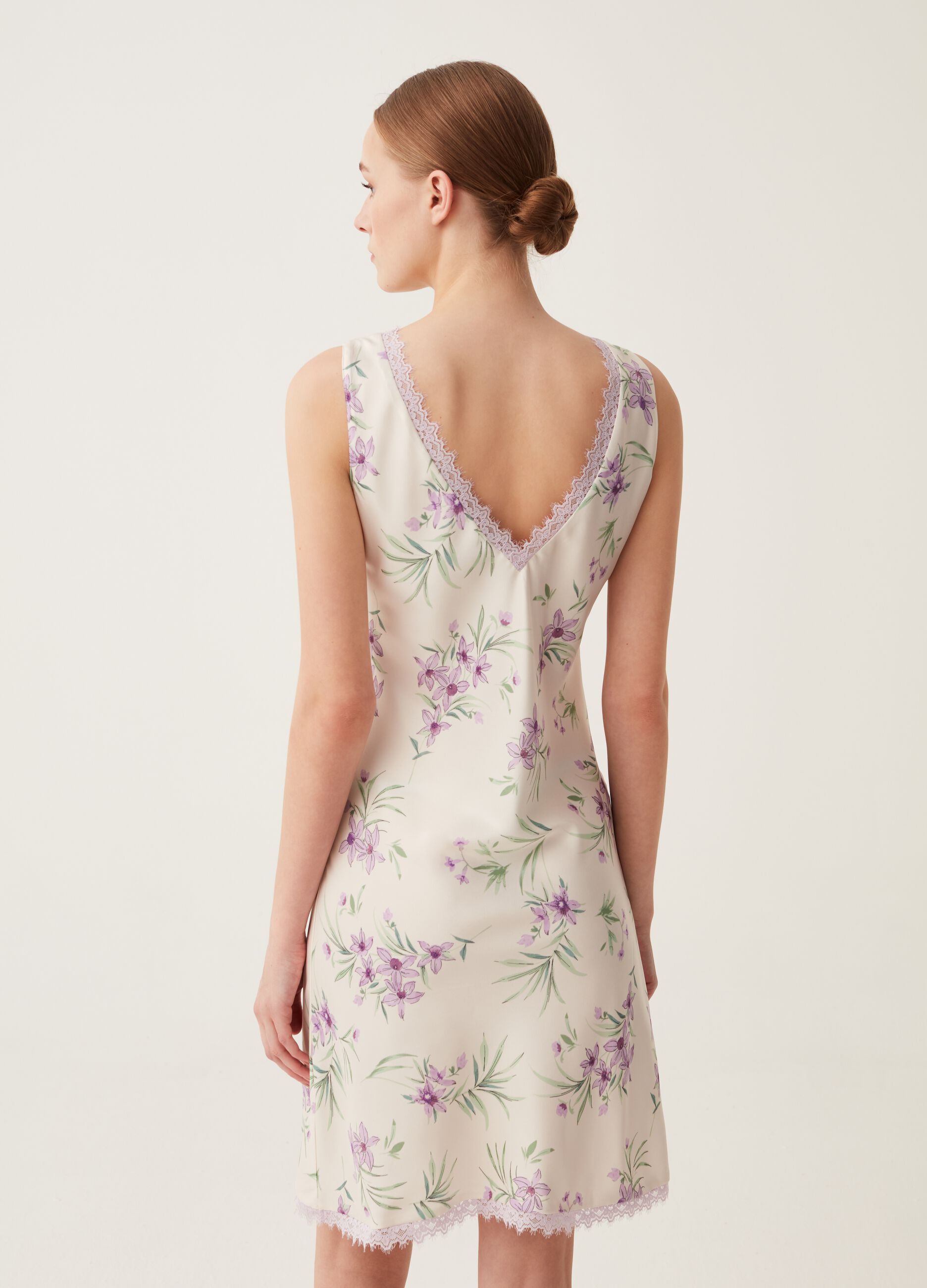 Camicia da notte fantasia floreale Bianco Viola da Donna OVS