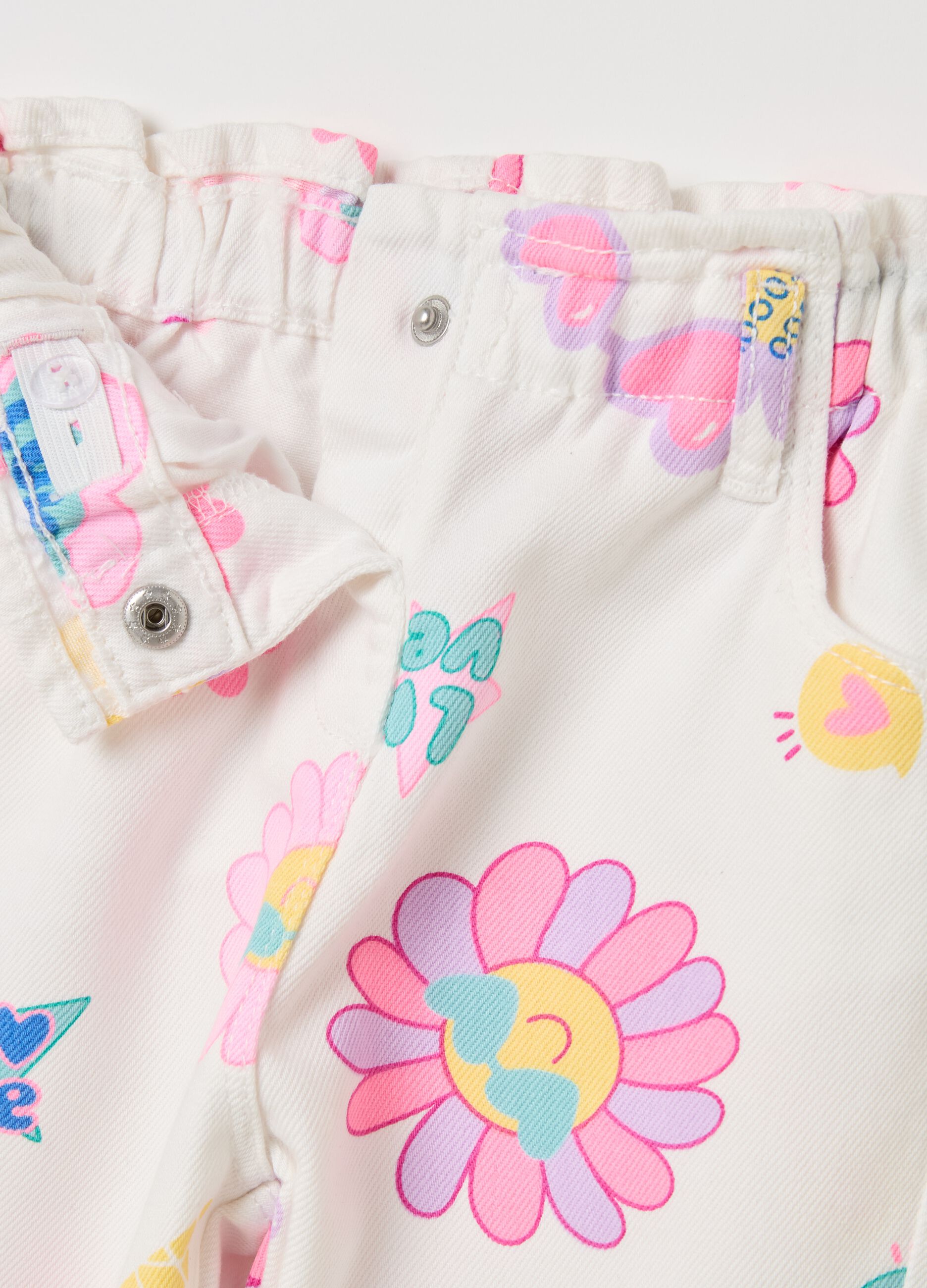 Baggy-fit trousers with flower and ice cream print