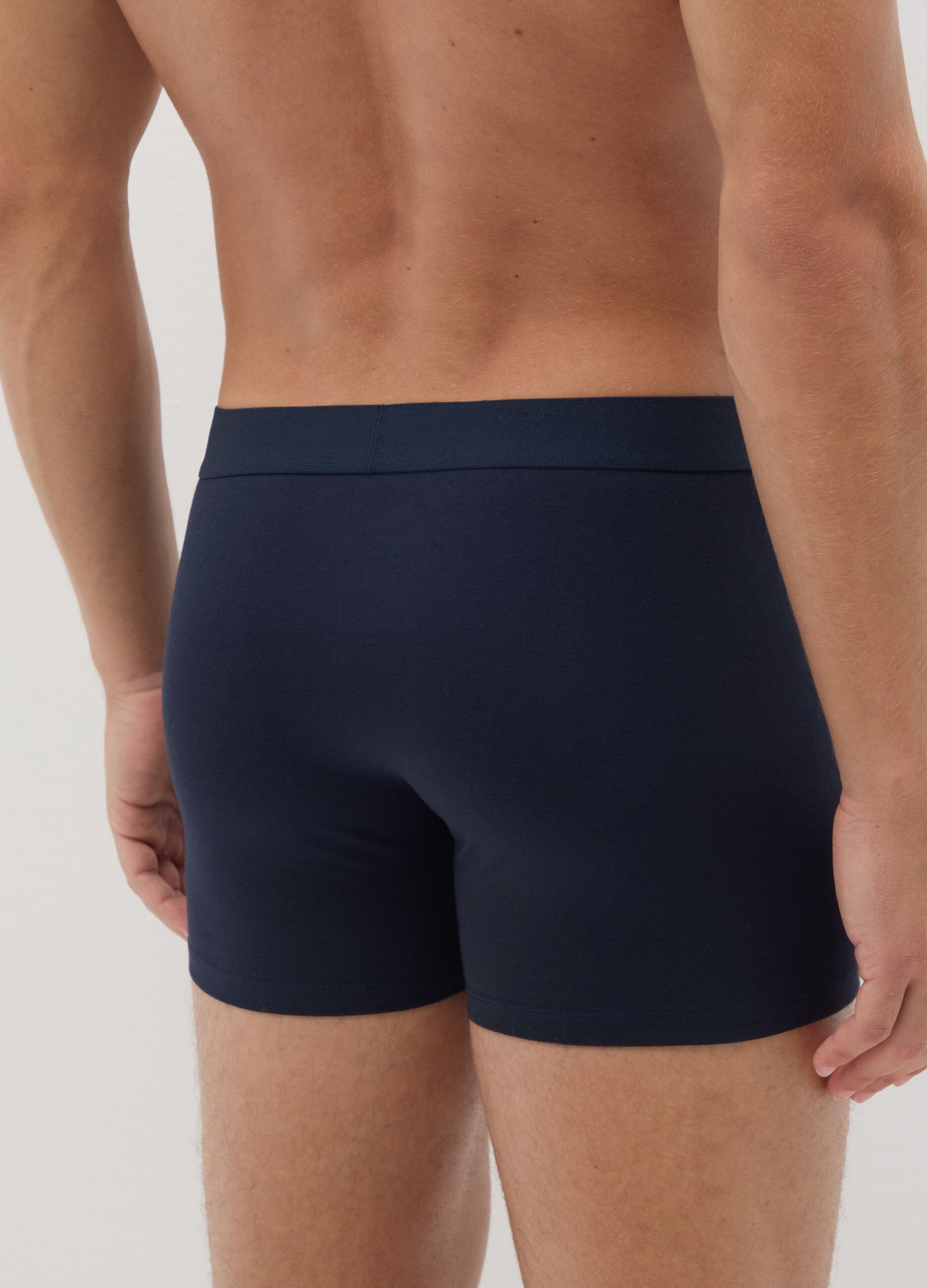 Set of three regular fit blue stretch cotton boxers