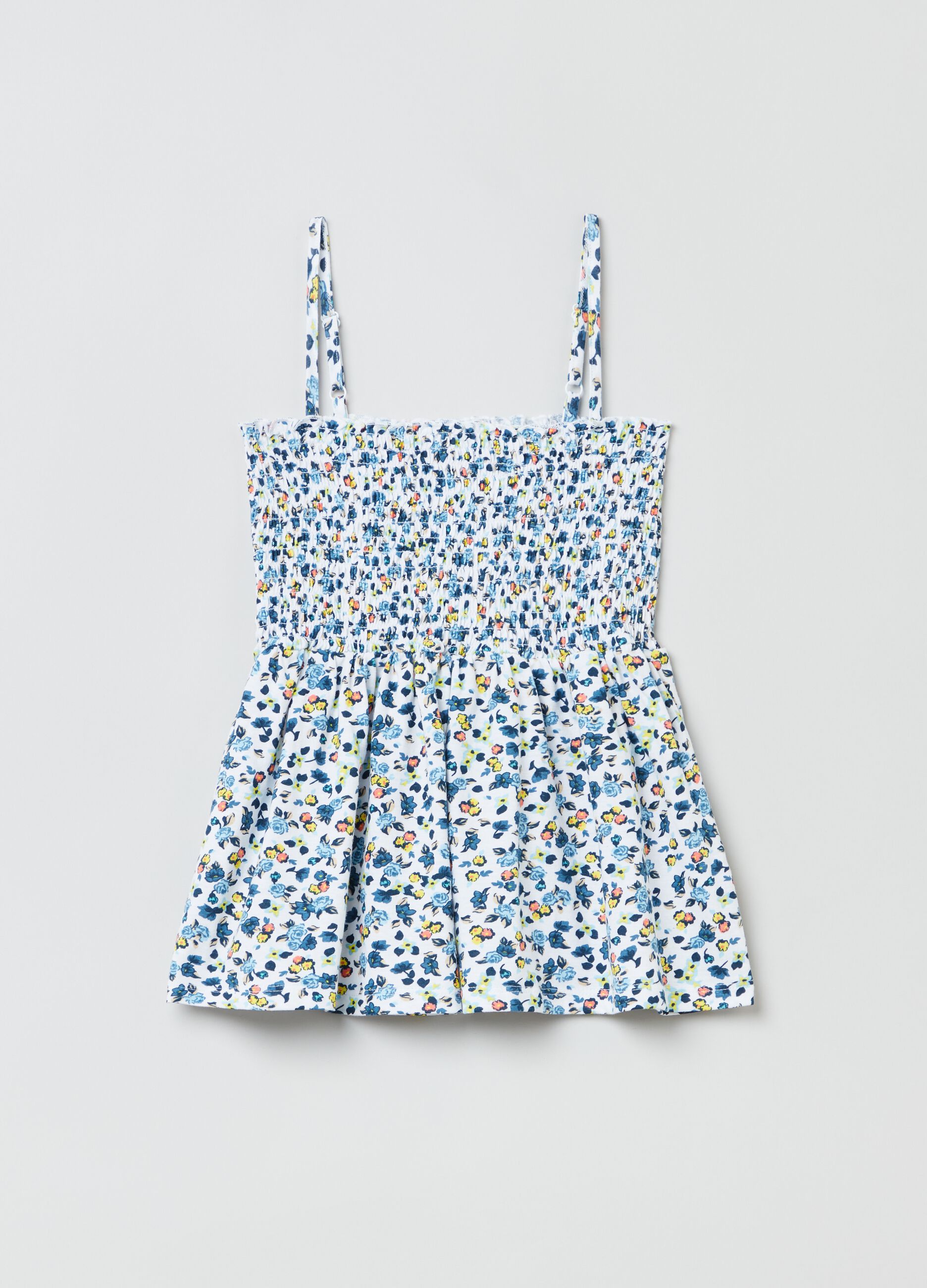 Tank top in cotone con stampa fiorellini_0