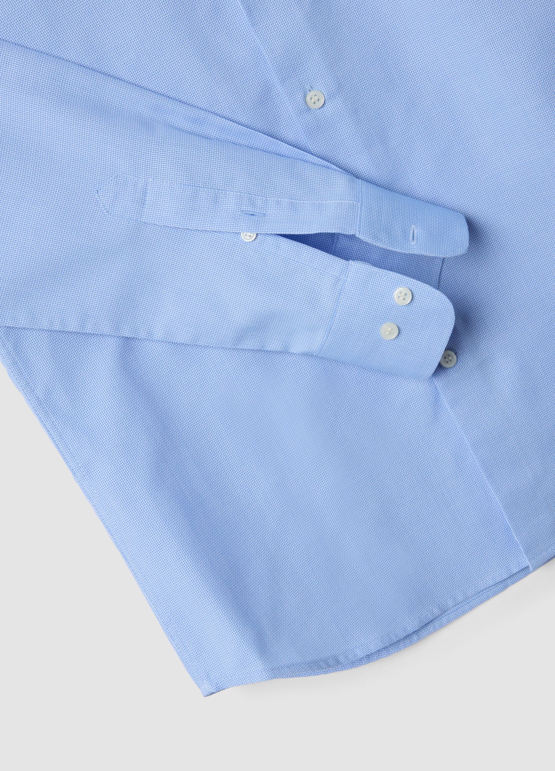 Blue slim-fit cotton-blend shirt