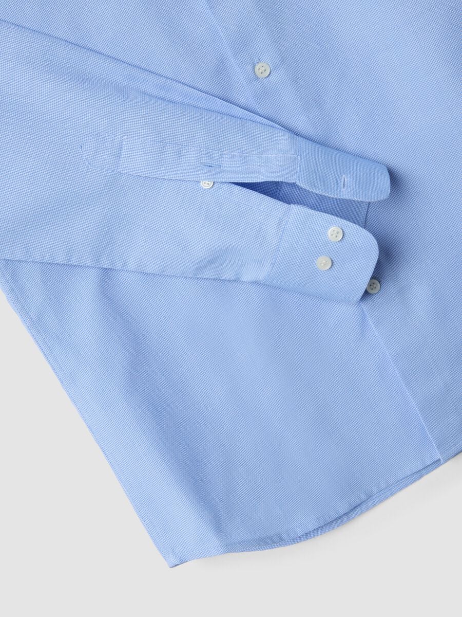Blue slim-fit cotton-blend shirt_1