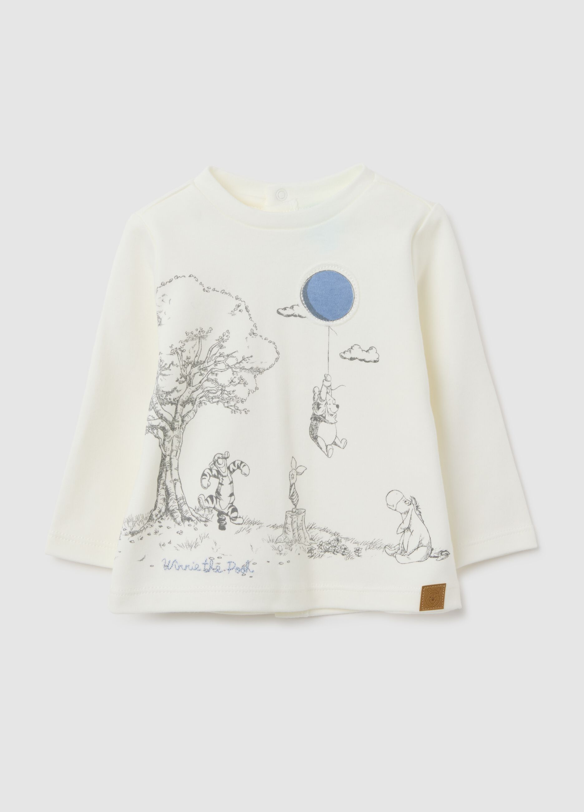 Newborn long-sleeve top in pure white cotton