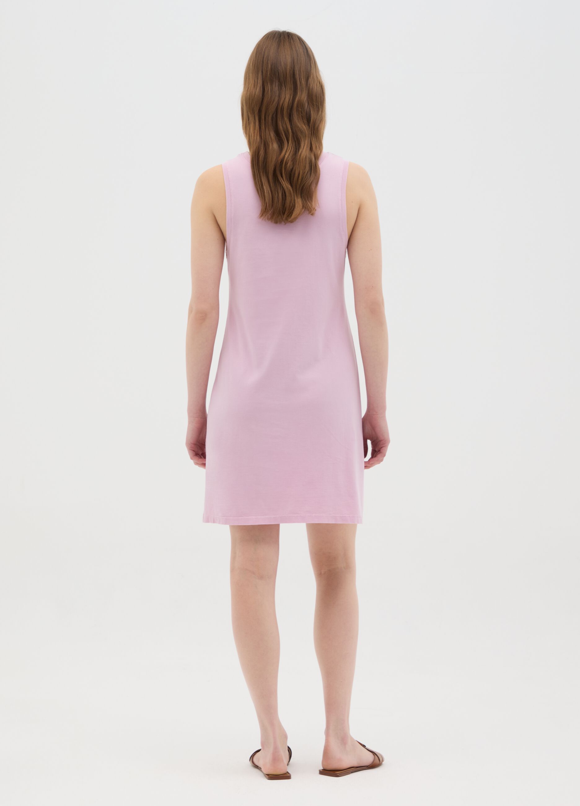 Women’s long pink dress in 100% cotton