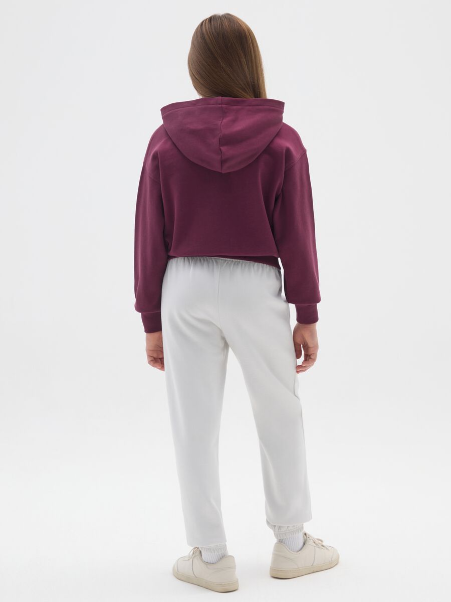 Girls' White Cotton Joggers Regular Fit_1