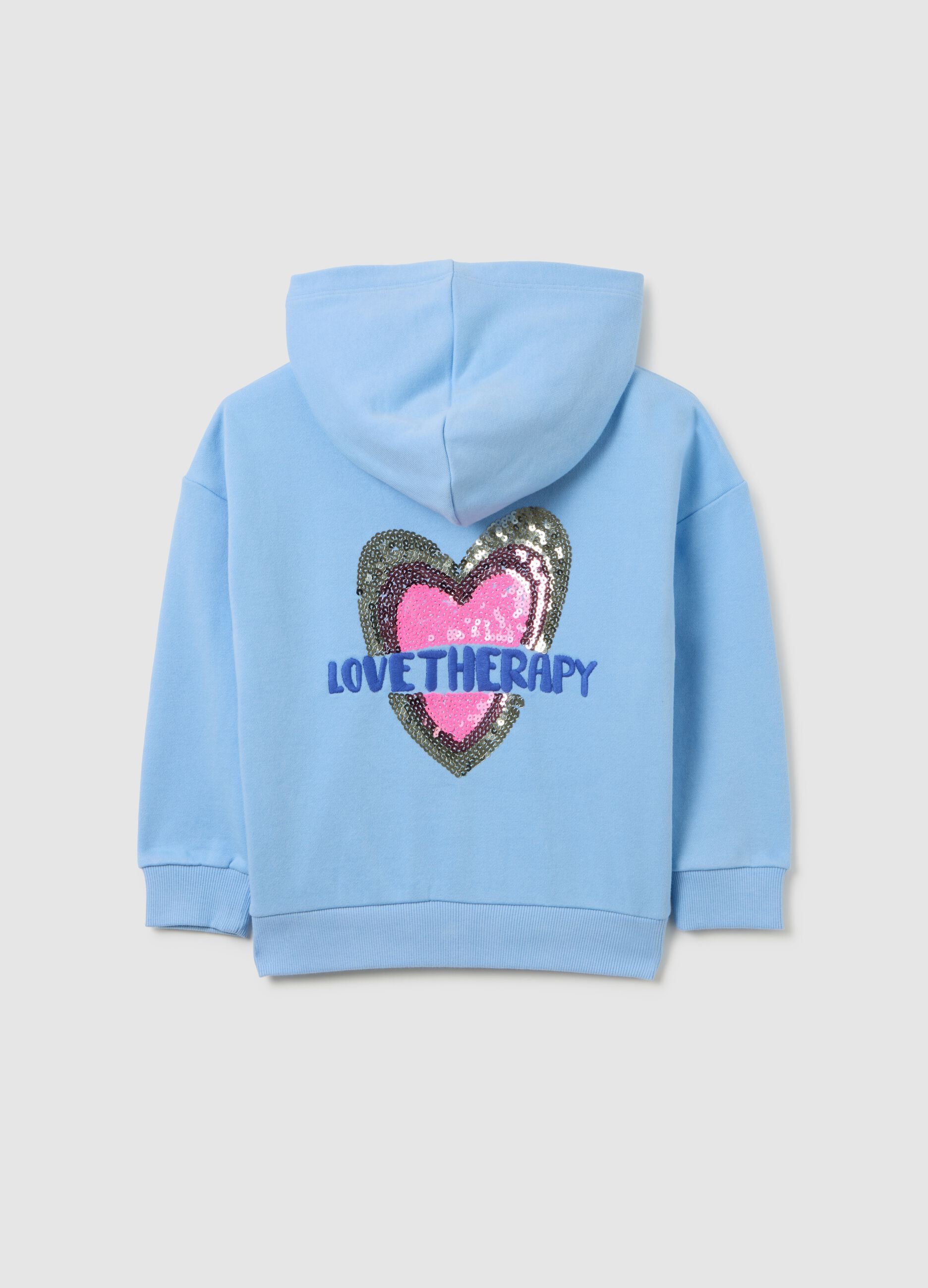 Oversized blue cotton blend girls' sweatshirt