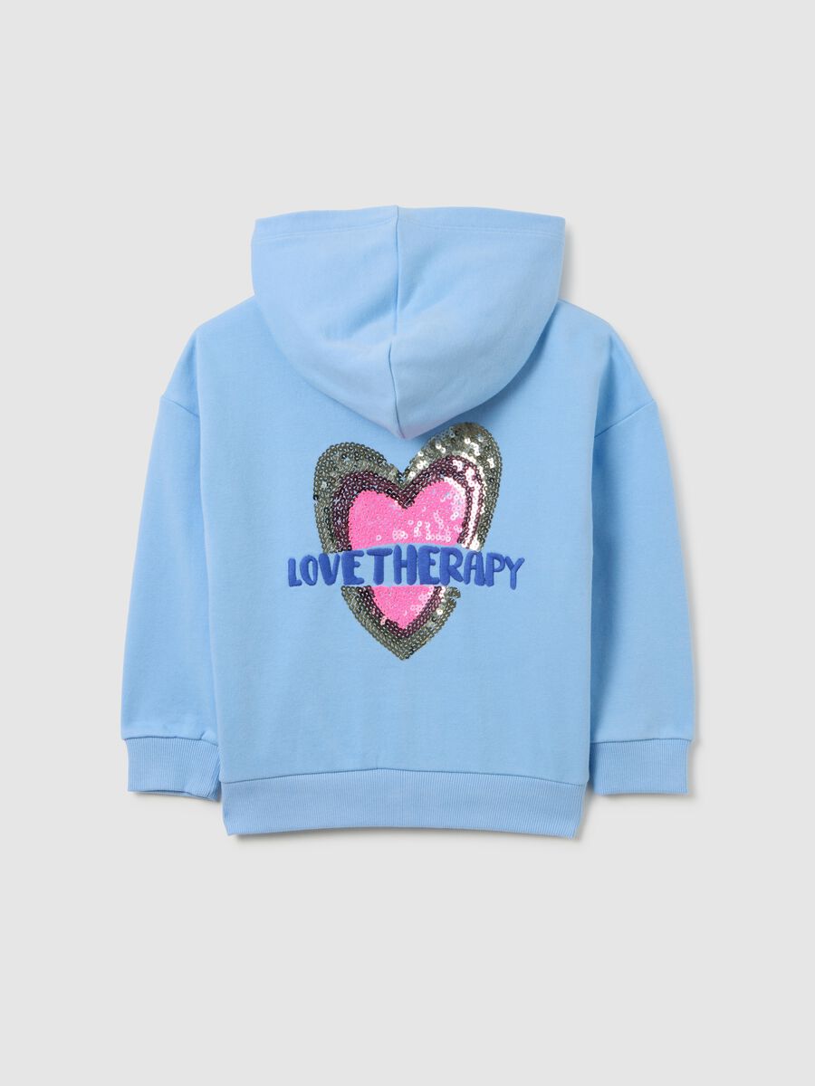 Oversized blue cotton blend girls' sweatshirt_1