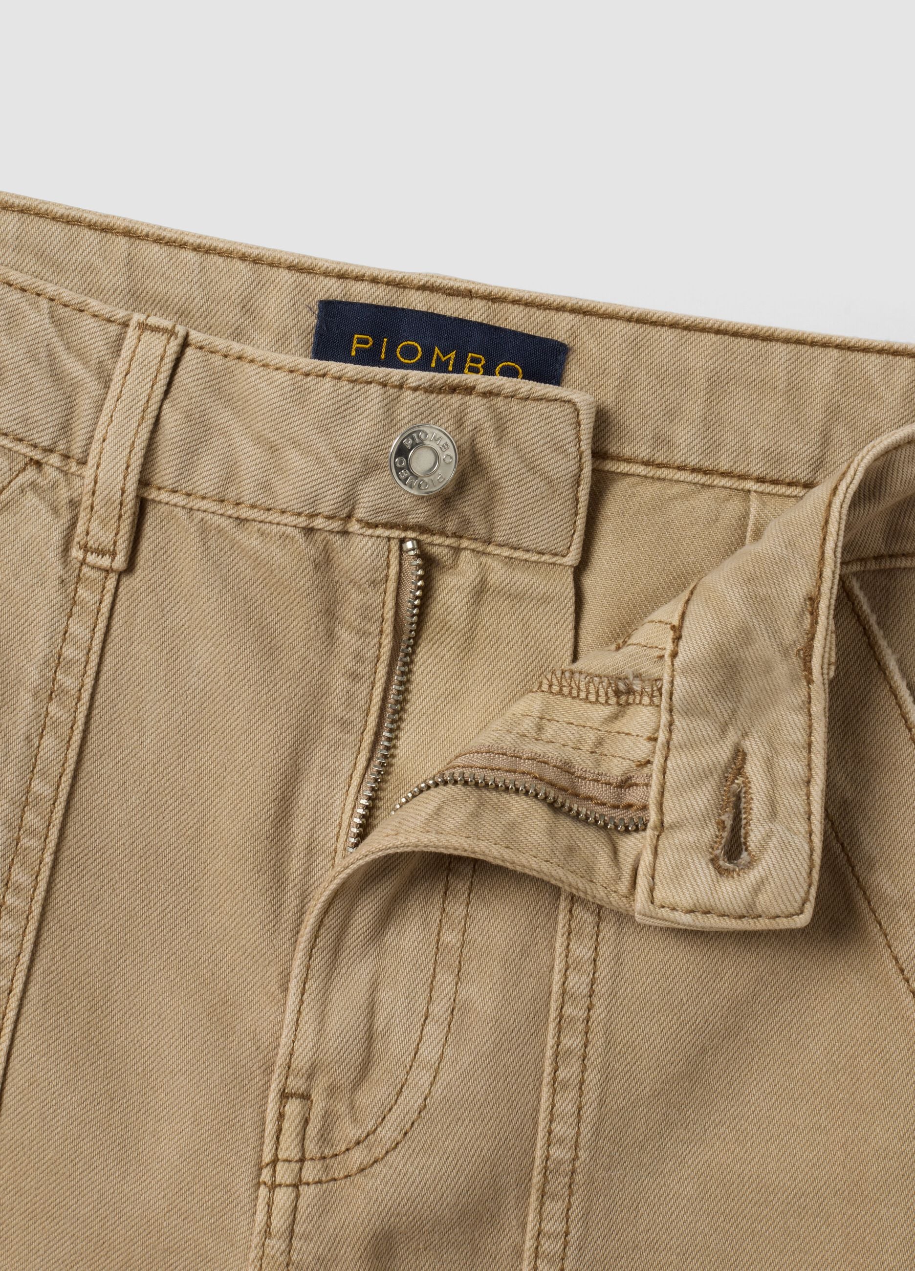 Jeans denim beige wide leg in puro cotone