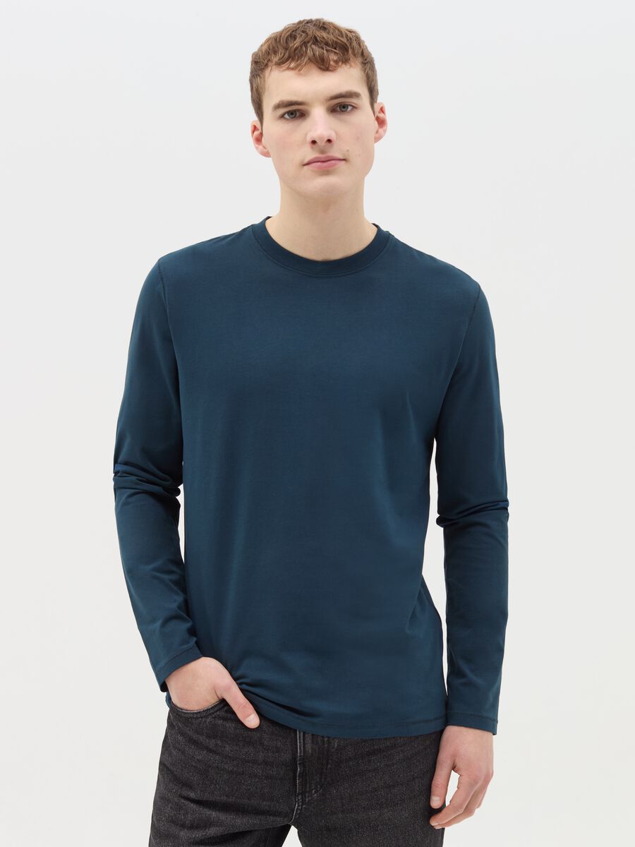 Long-sleeved T-shirt in stretch cotton_0