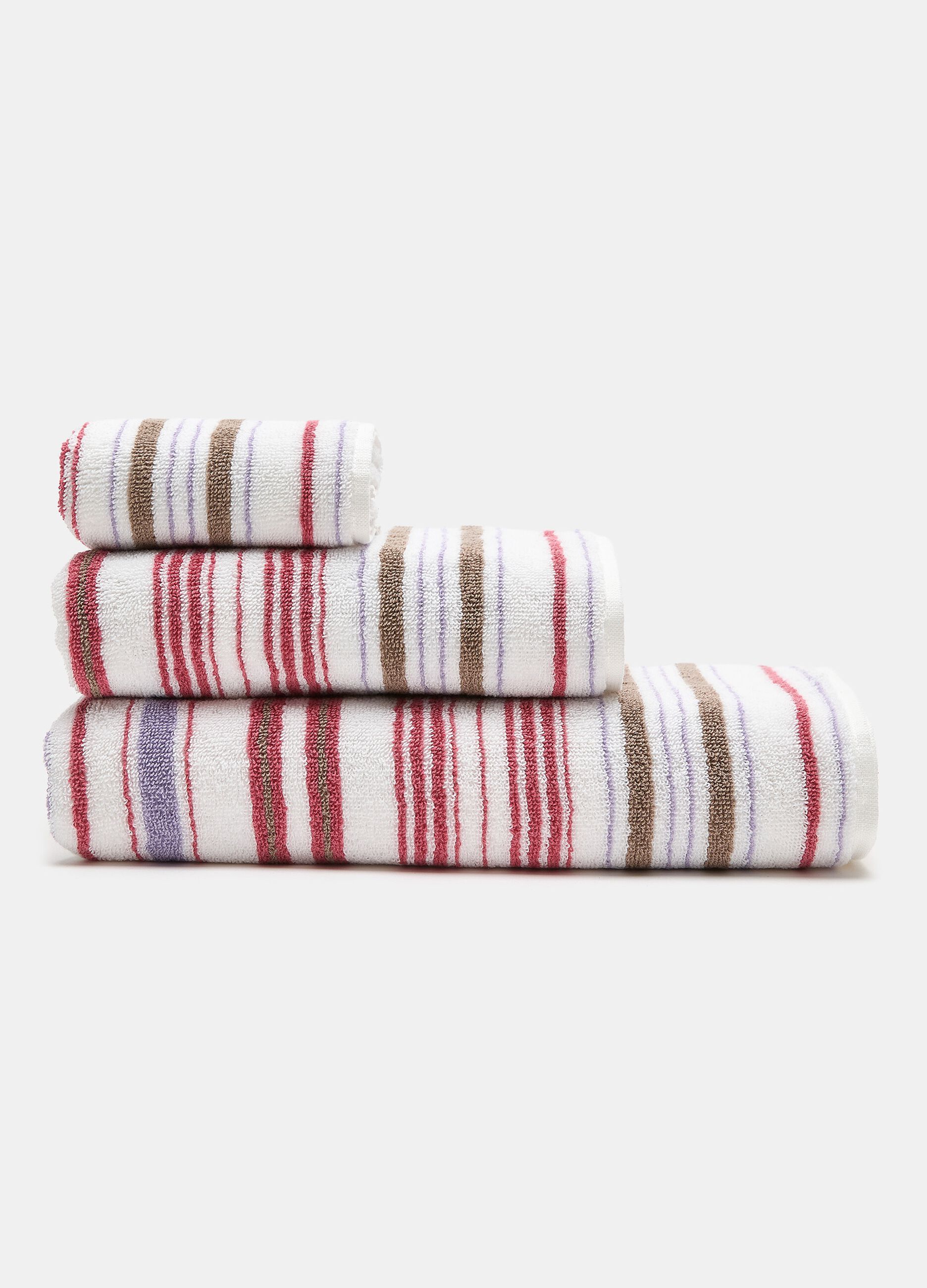Asciugamano ospite in puro cotone a righe Made in Portogallo