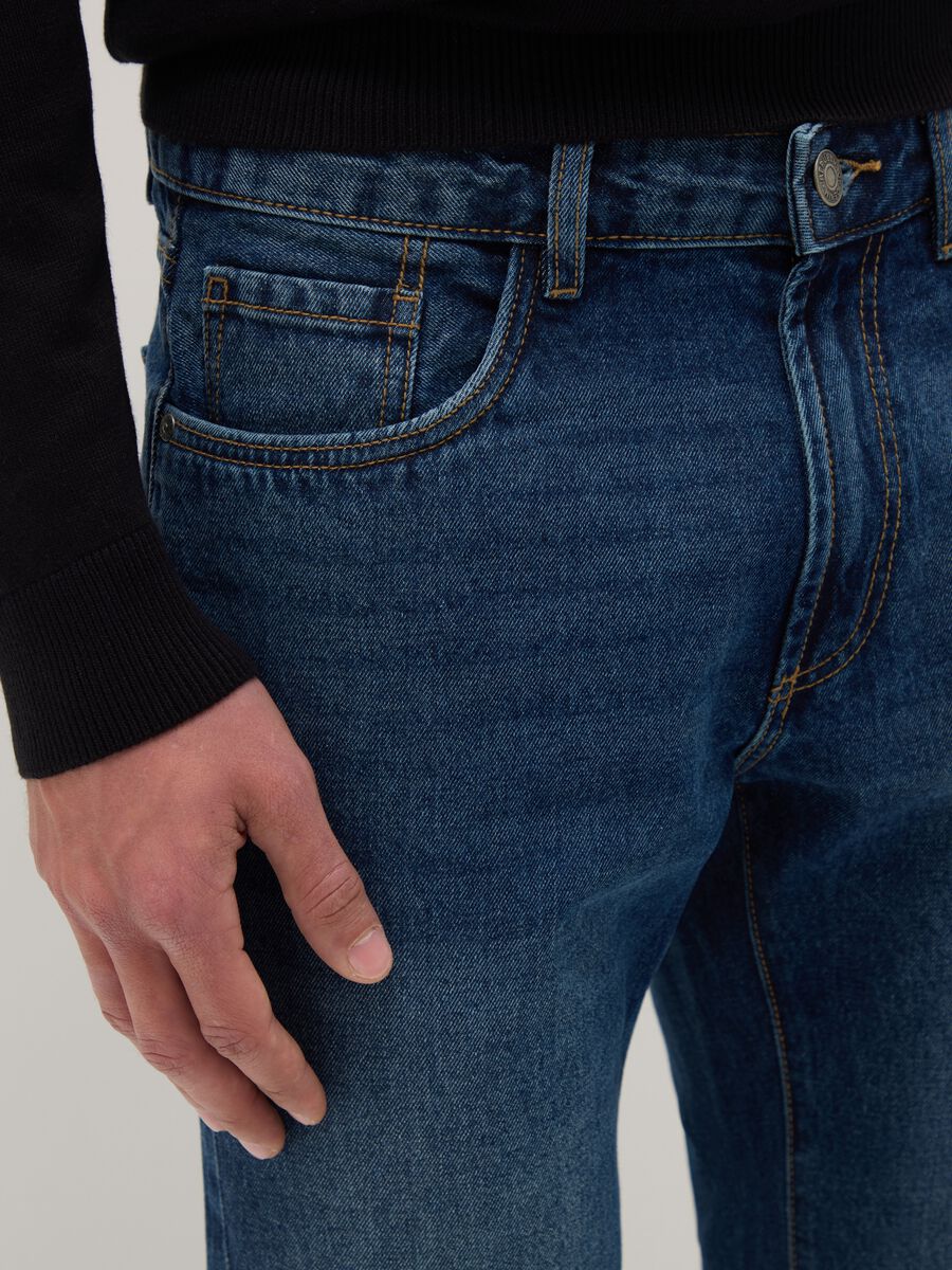 Jeans in puro cotone blu regular fit_3