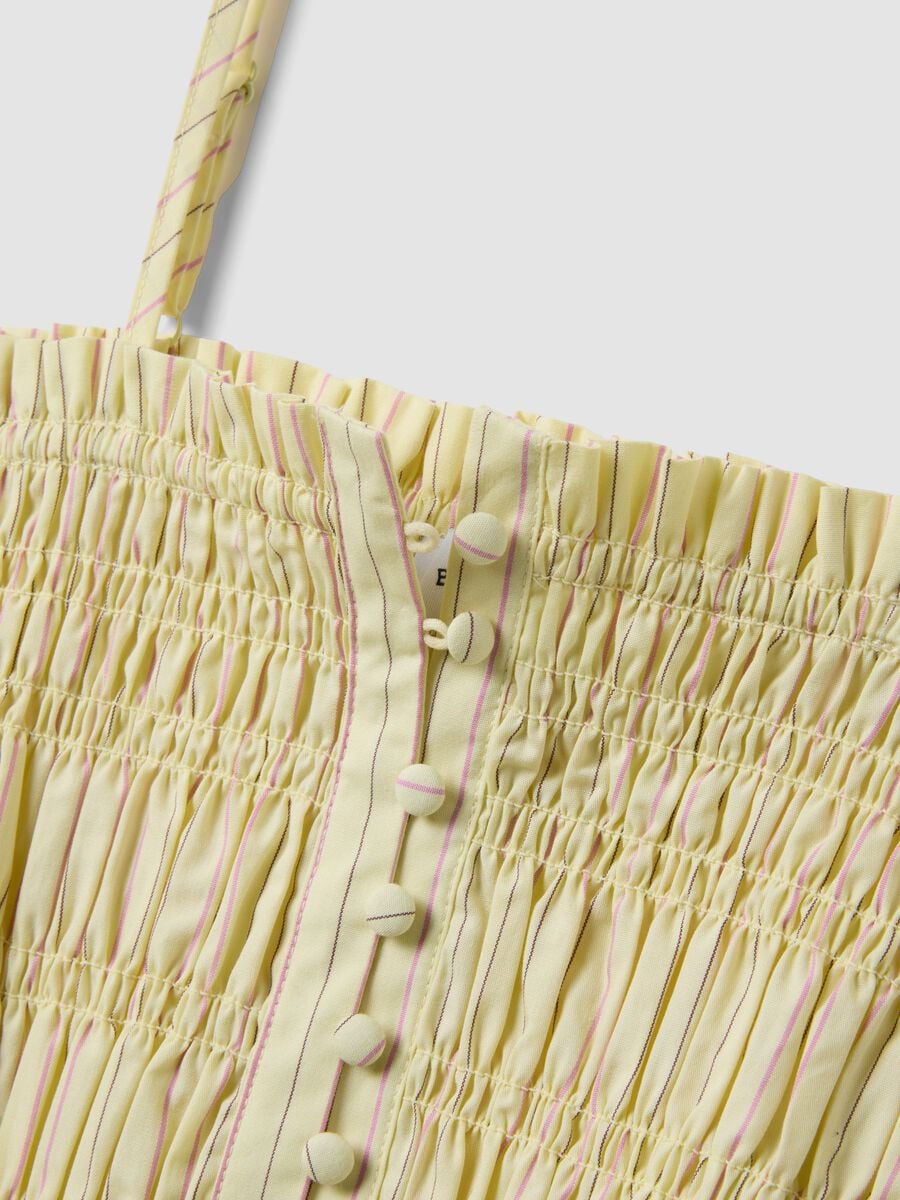 Tank top giallo in puro cotone con arricciatura regular fit_5