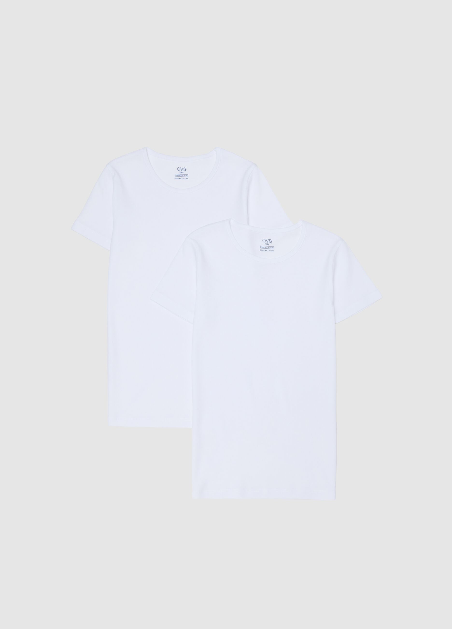 Twin pack of girls' white t-shirts in pure cotton regular fit