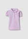 Girls' regular fit violet pure cotton polo with gathered sleeves_0