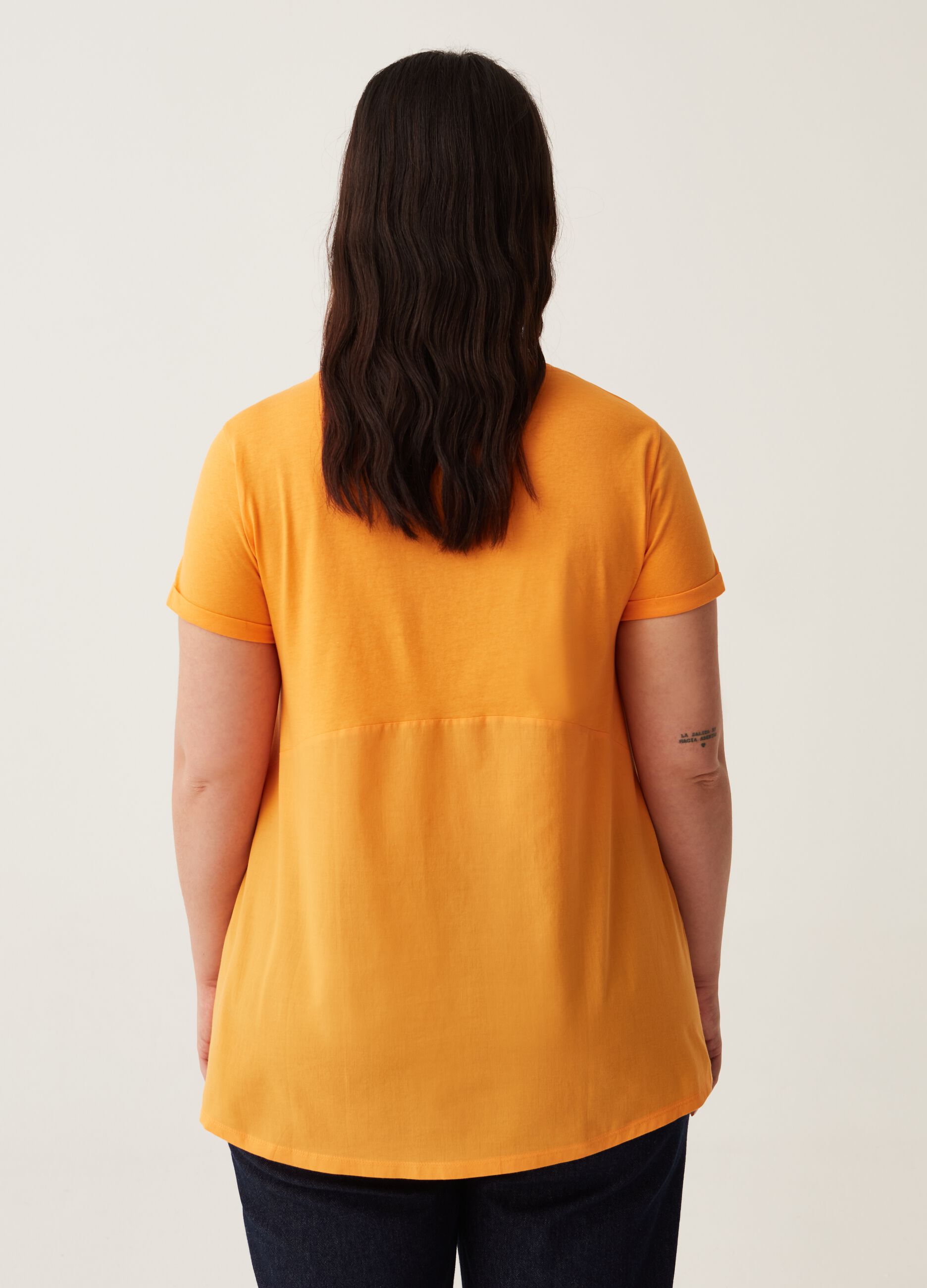 T-shirt in jersey con inserto Curvy MYA_2