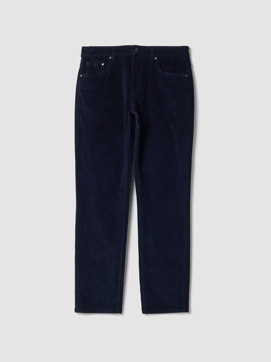 Blue regular-fit stretch cotton corduroy trousers_0
