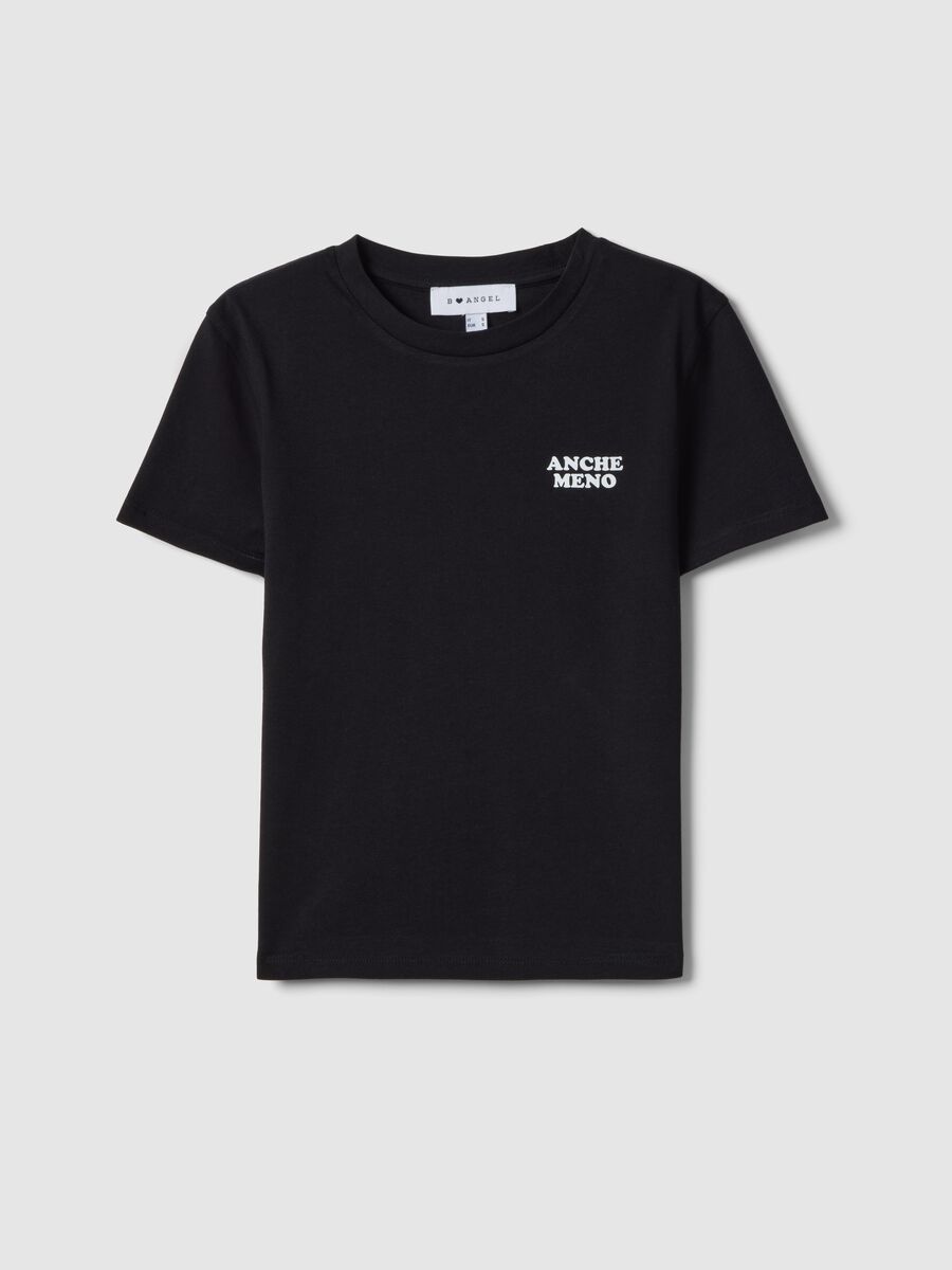 T-shirt in puro cotone nero slim fit con scritta_0
