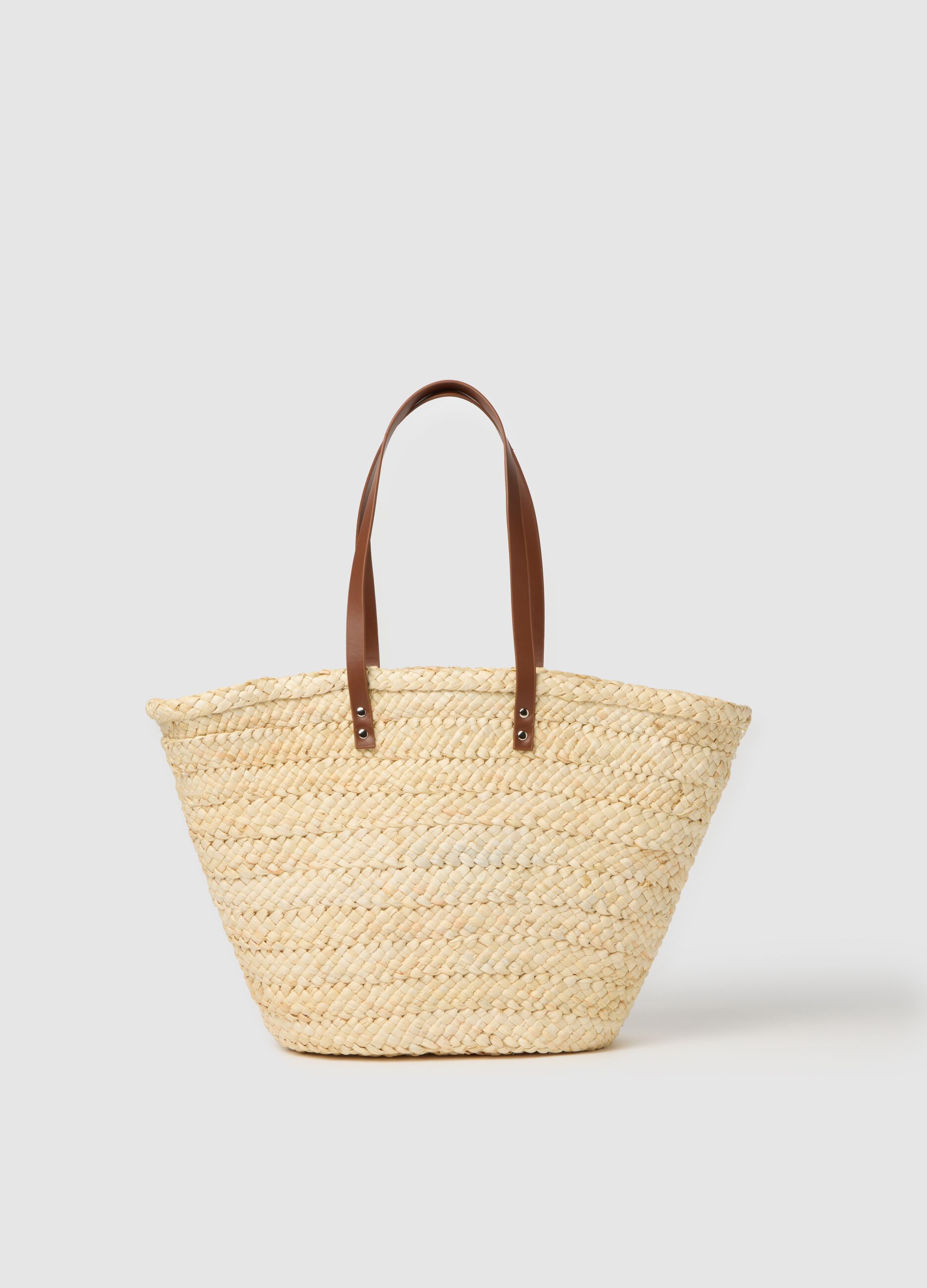 Multicolor straw women's bag with embroidery