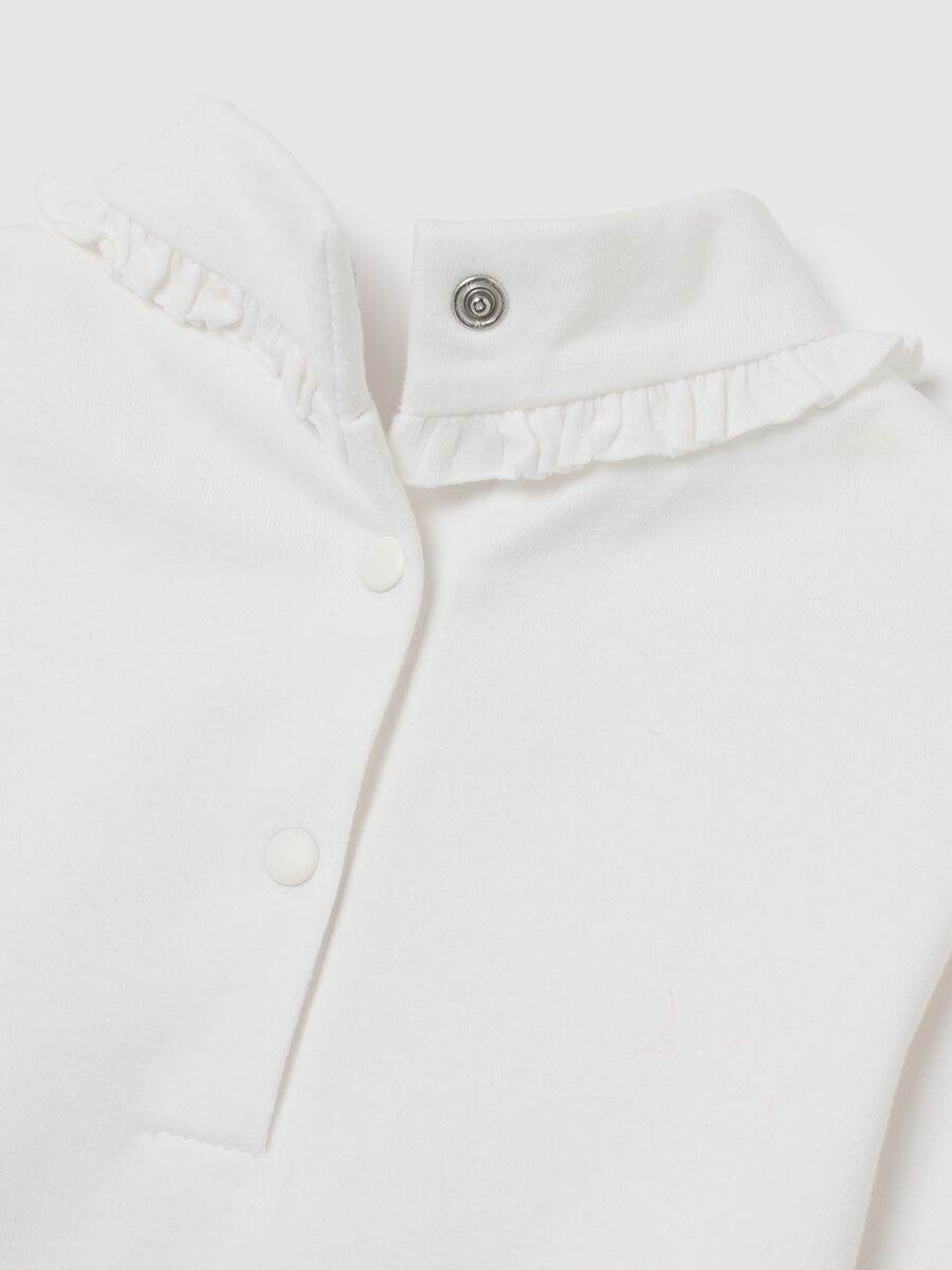 White cotton stretch girl's t-shirt with print_3