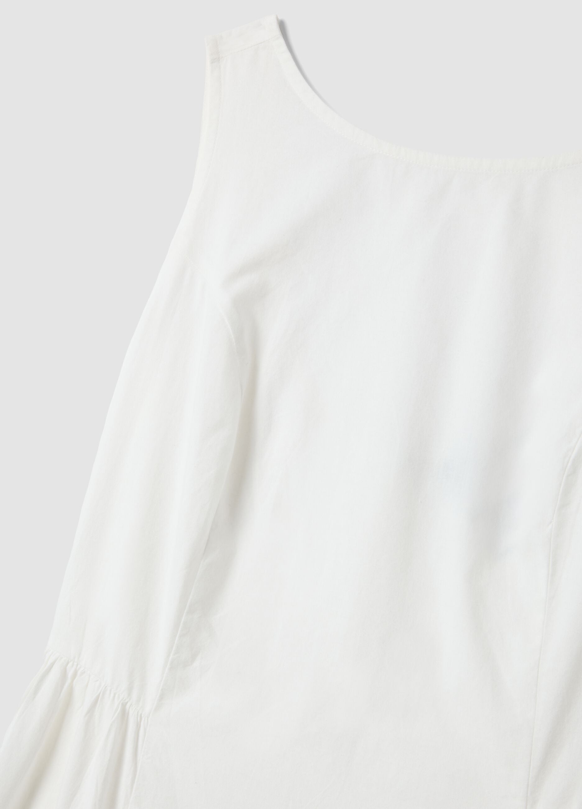 White pure cotton dress with boat neckline