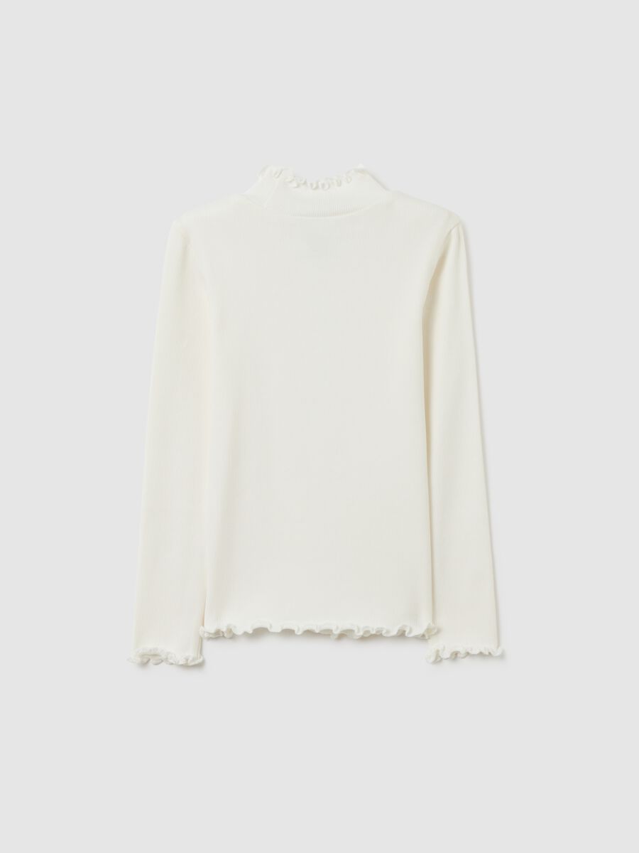 Girls' White Stretch Cotton Blend Regular Fit Top_1