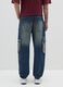 Baggy denim jeans in pure blue cotton with cargo pockets_2