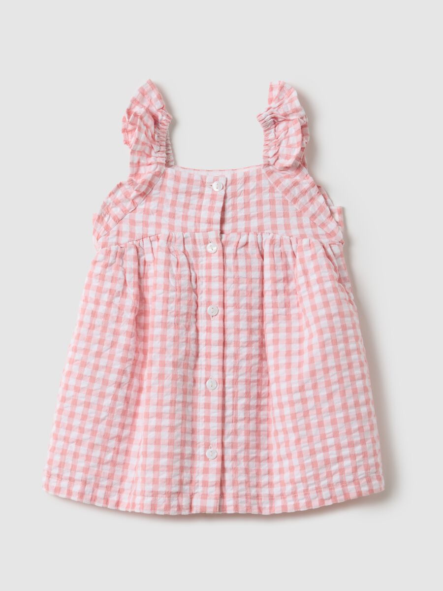 Vestito in puro cotone a quadri multicolor da neonata regular fit_1
