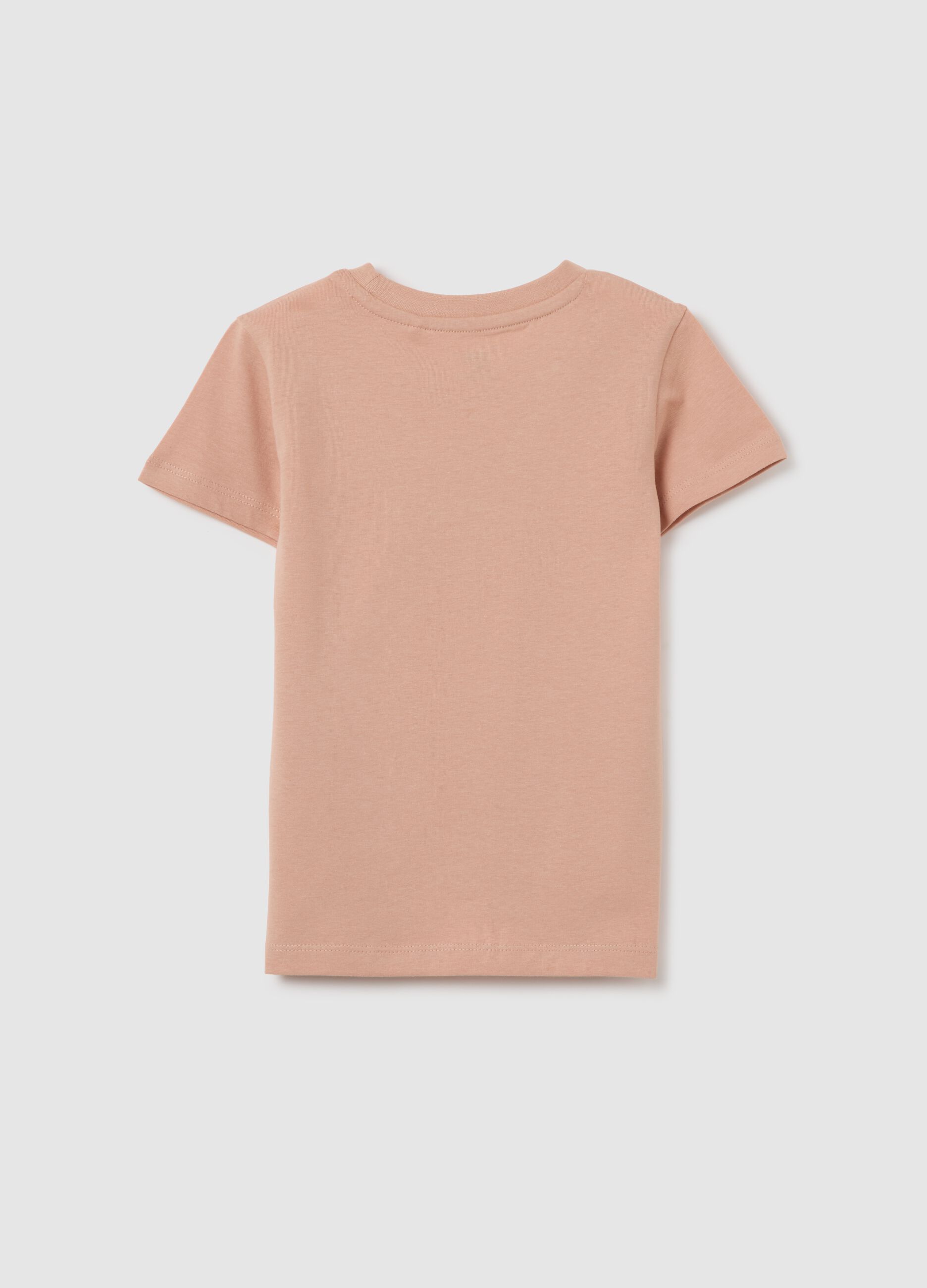 Girls' Pink Pure Cotton T-shirt Regular Fit with Print