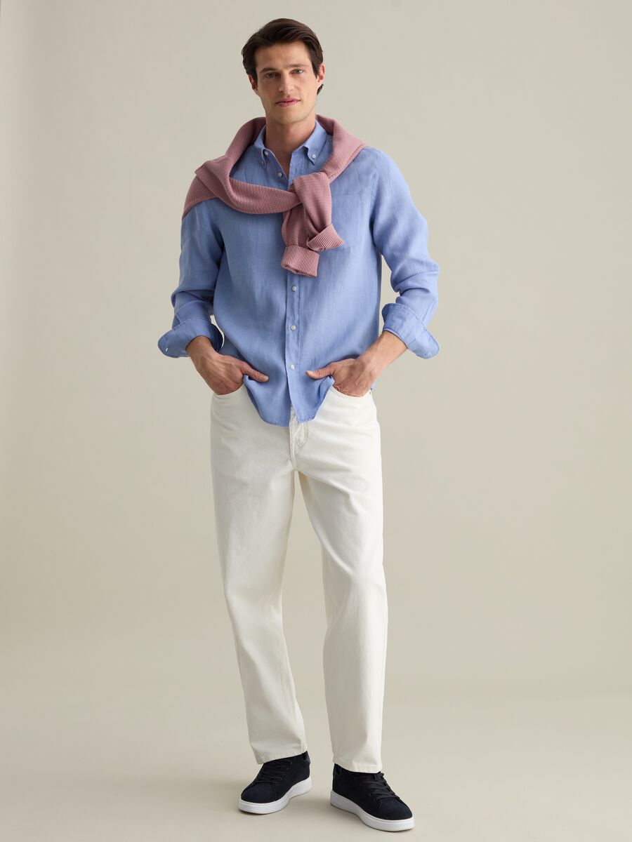 Regular-fit shirt in linen with pocket_1