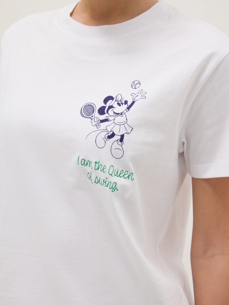 White pure cotton regular fit T-shirt with Minnie print_3