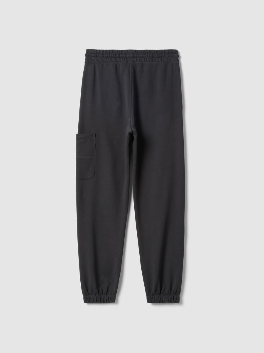 Jogger in puro cotone nero da ragazzo over fit_1