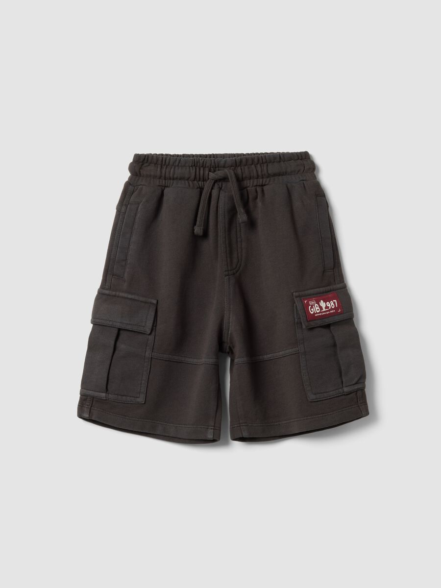 Boys' black 100% cotton cargo shorts, comfort fit_0