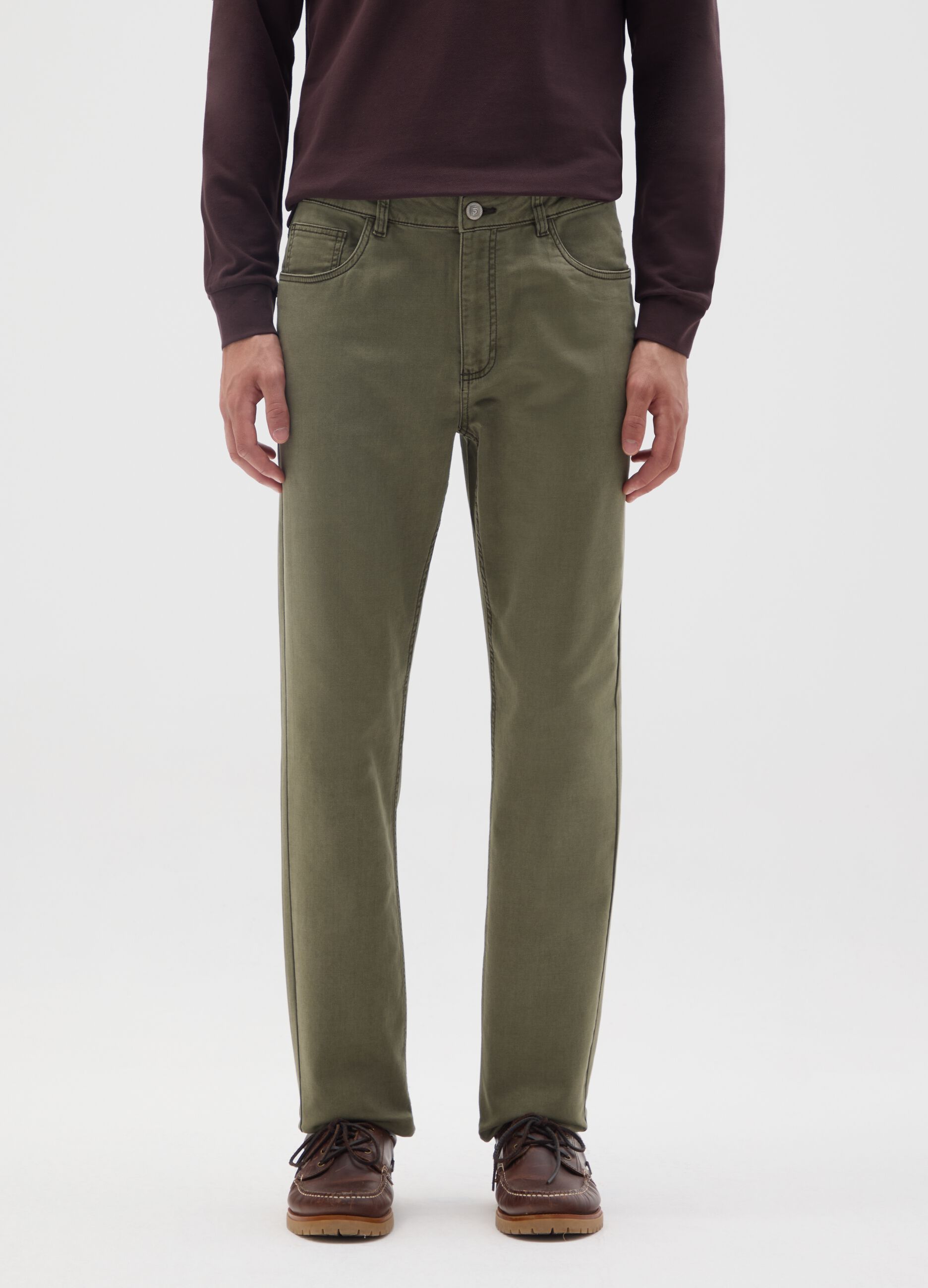 Pantaloni in cotone verde slim fit