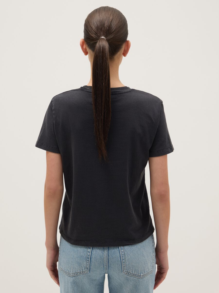 Black pure cotton regular fit T-shirt with Rolling Stones print_2