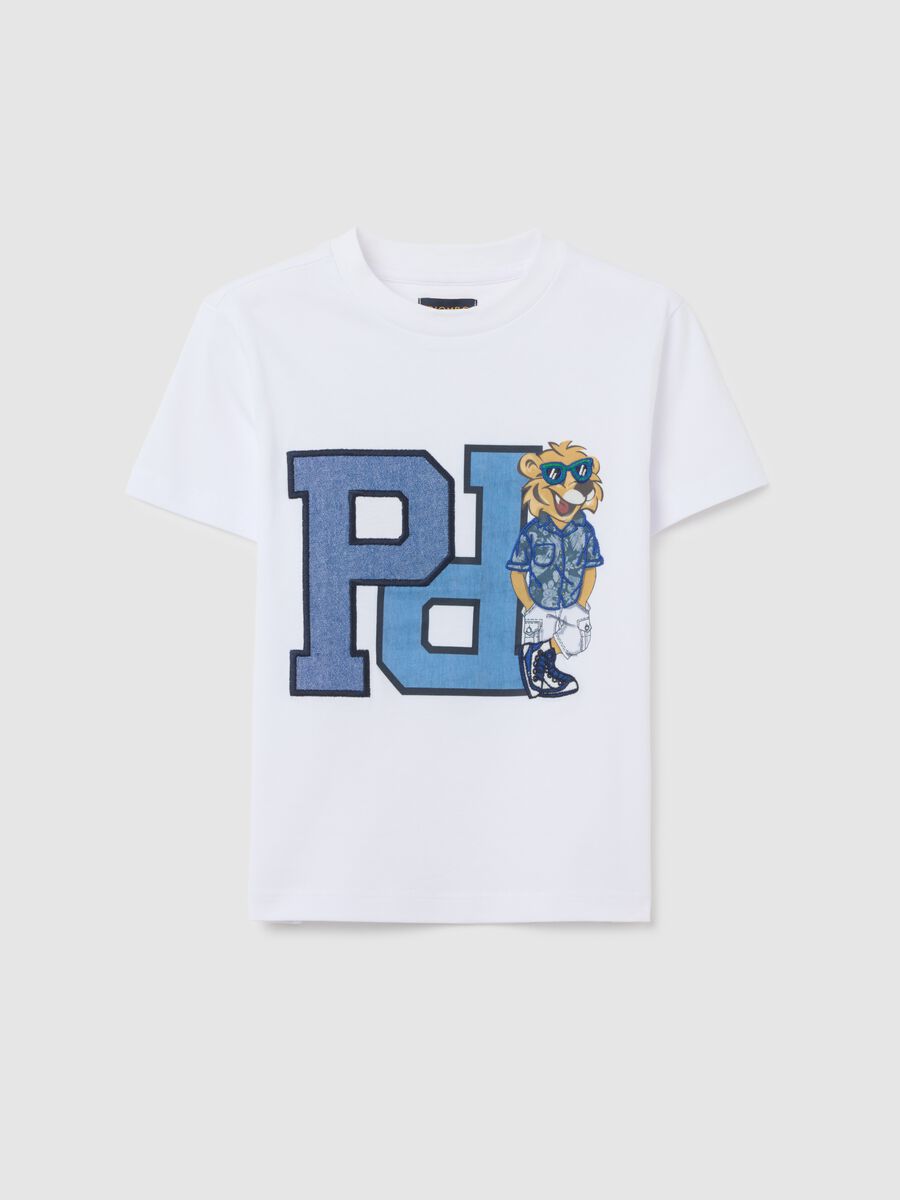 White children's cotton t-shirt with regular fit and print_0