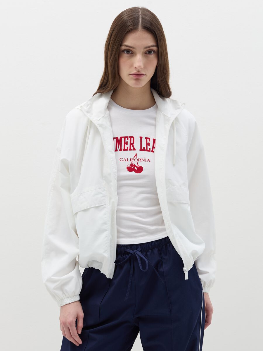 Full-zip sweatshirt in nylon with hood_0