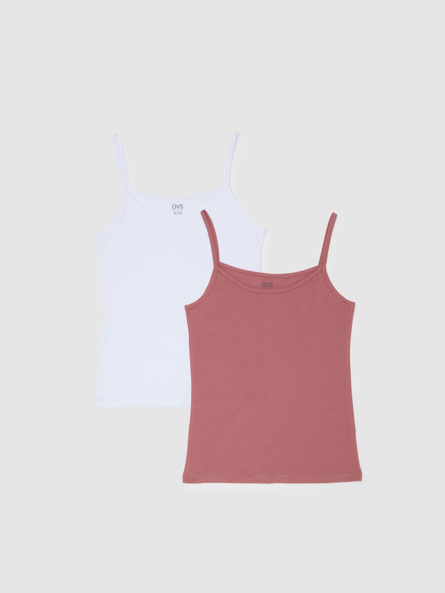 Bipack di canottiere in cotone elasticizzato rosa e bianca_4