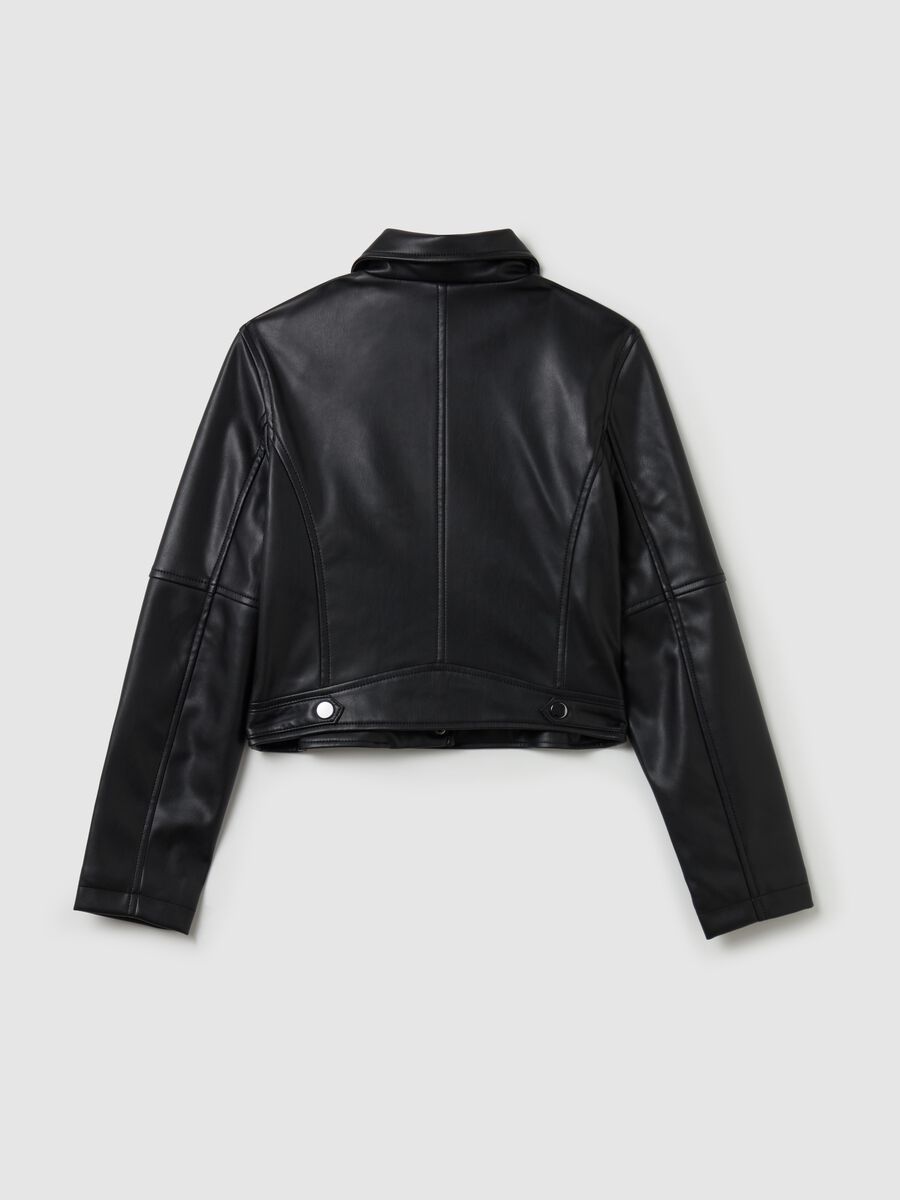 Glossy-effect biker jacket with zip_1